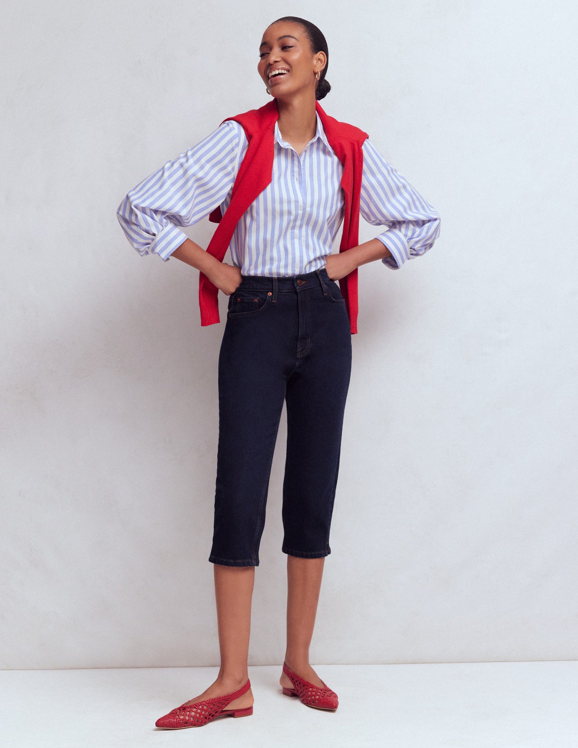 Capri-Jeans mit Five-Pocket-Design-Indigo-1