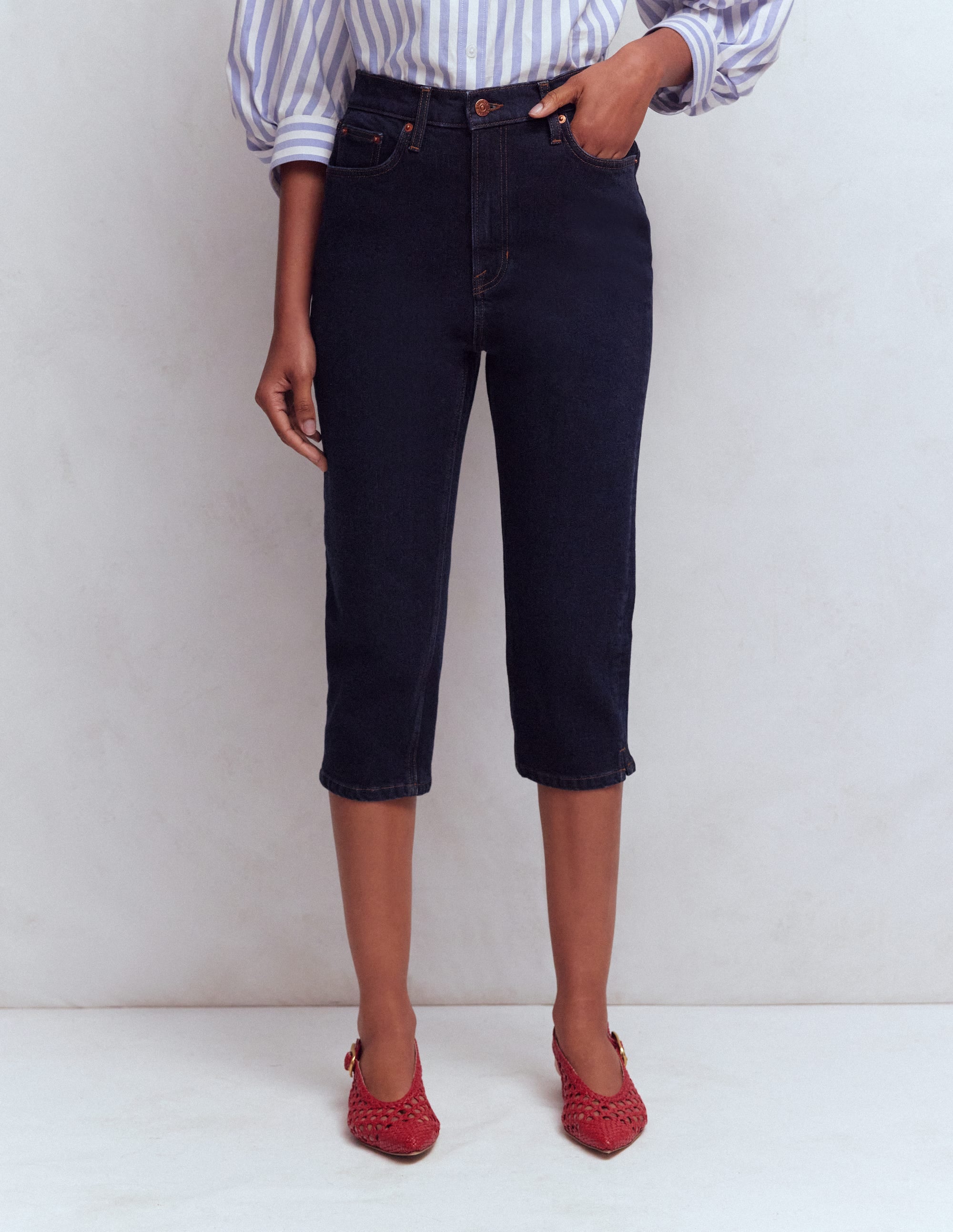 Capri-Jeans mit Five-Pocket-Design-Indigo - Image 4