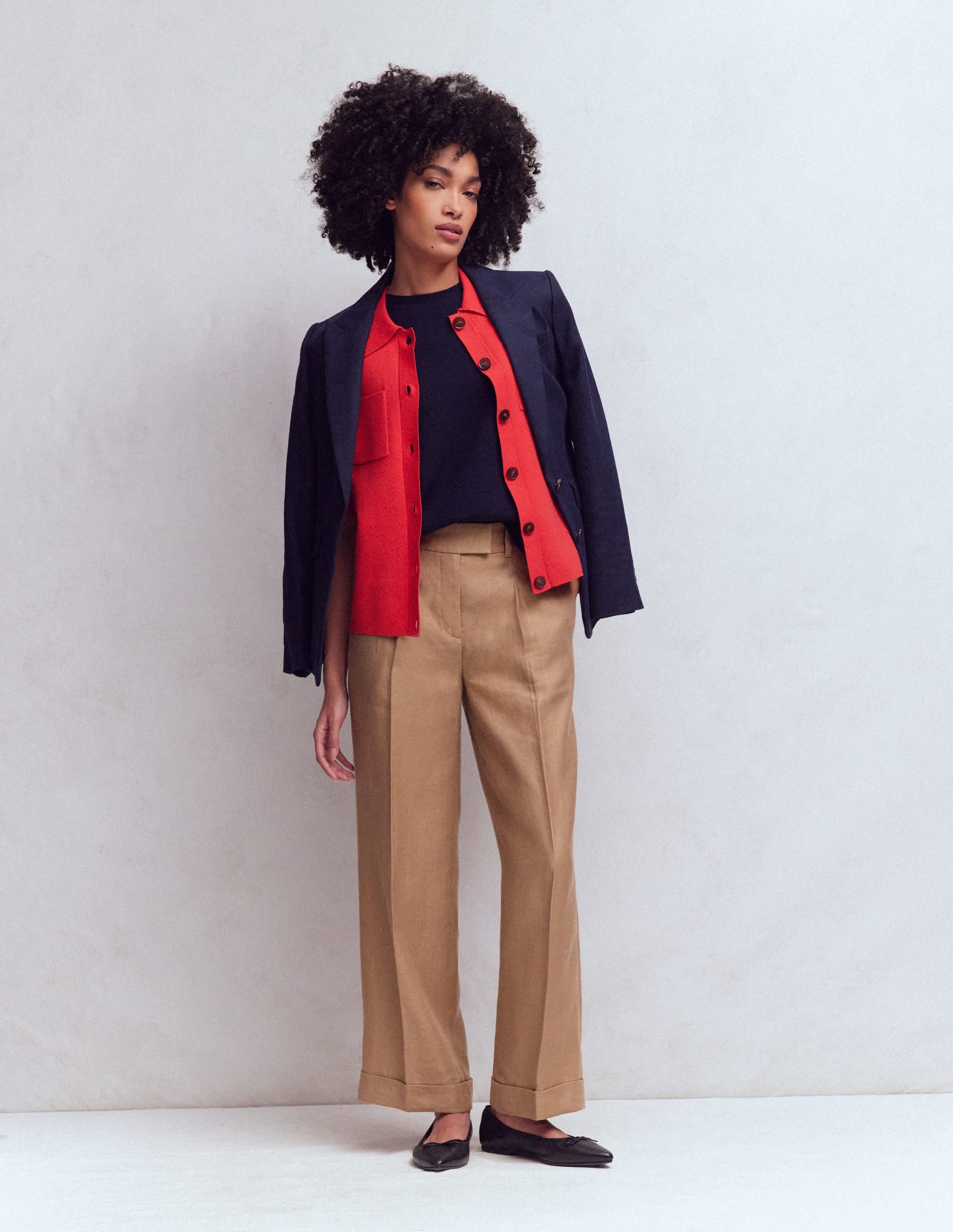 Pantalon court Chiswick en lin-Cappuccino - Image 1