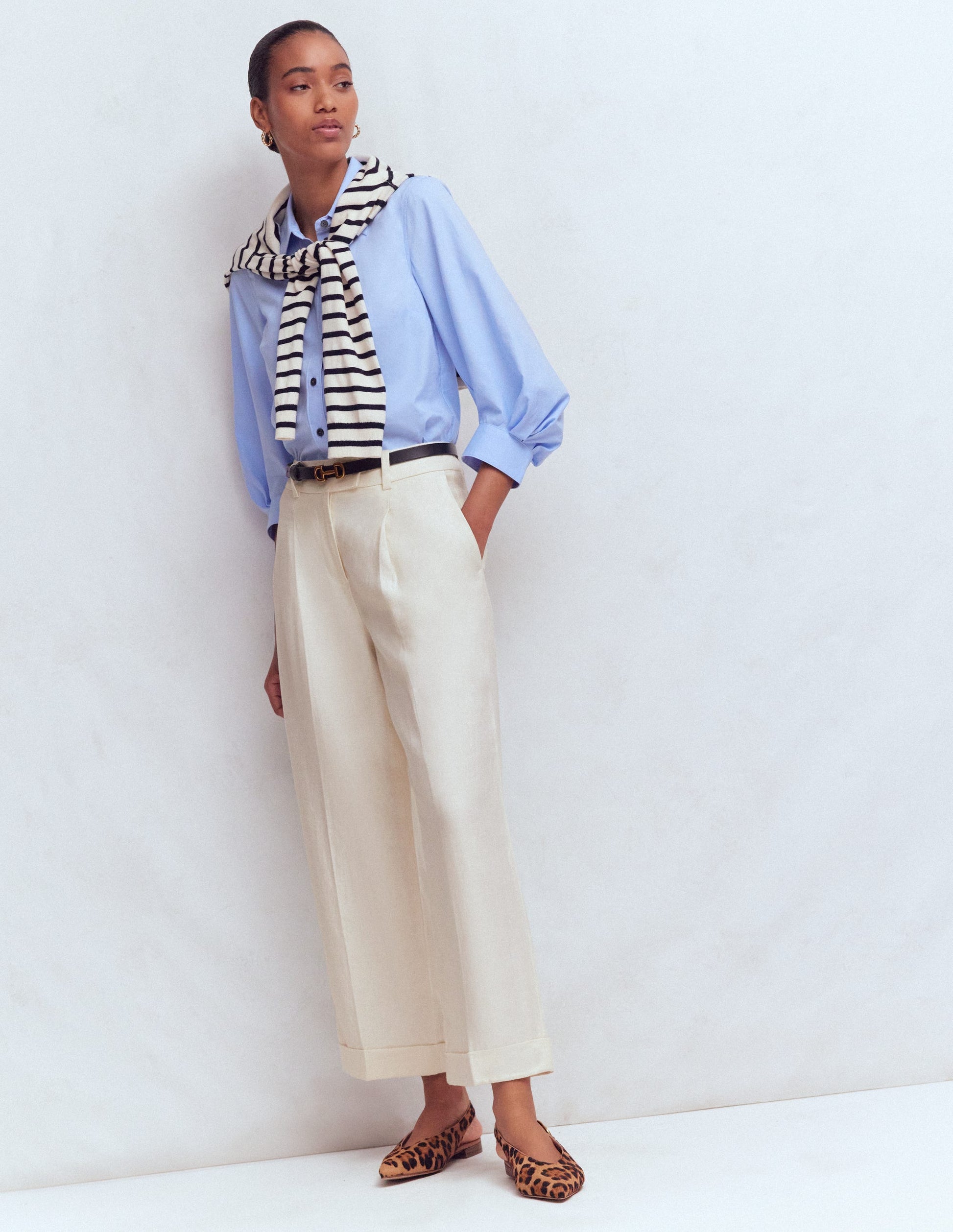 Chiswick Leinenhose mit verkürztem Schnitt-Naturweiß-4