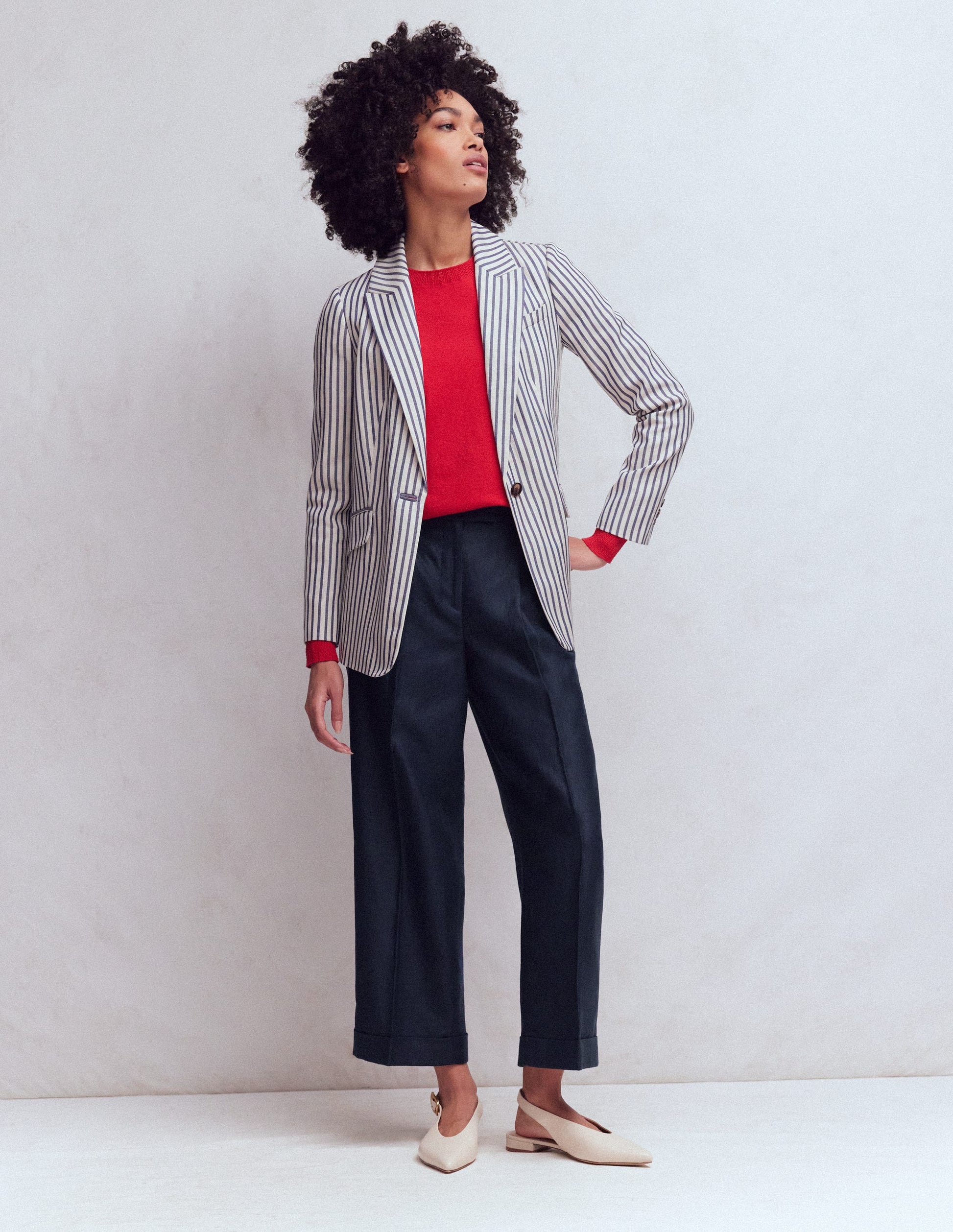 Chiswick Verkürzte Hose mit Umschlag-Marineblau-1