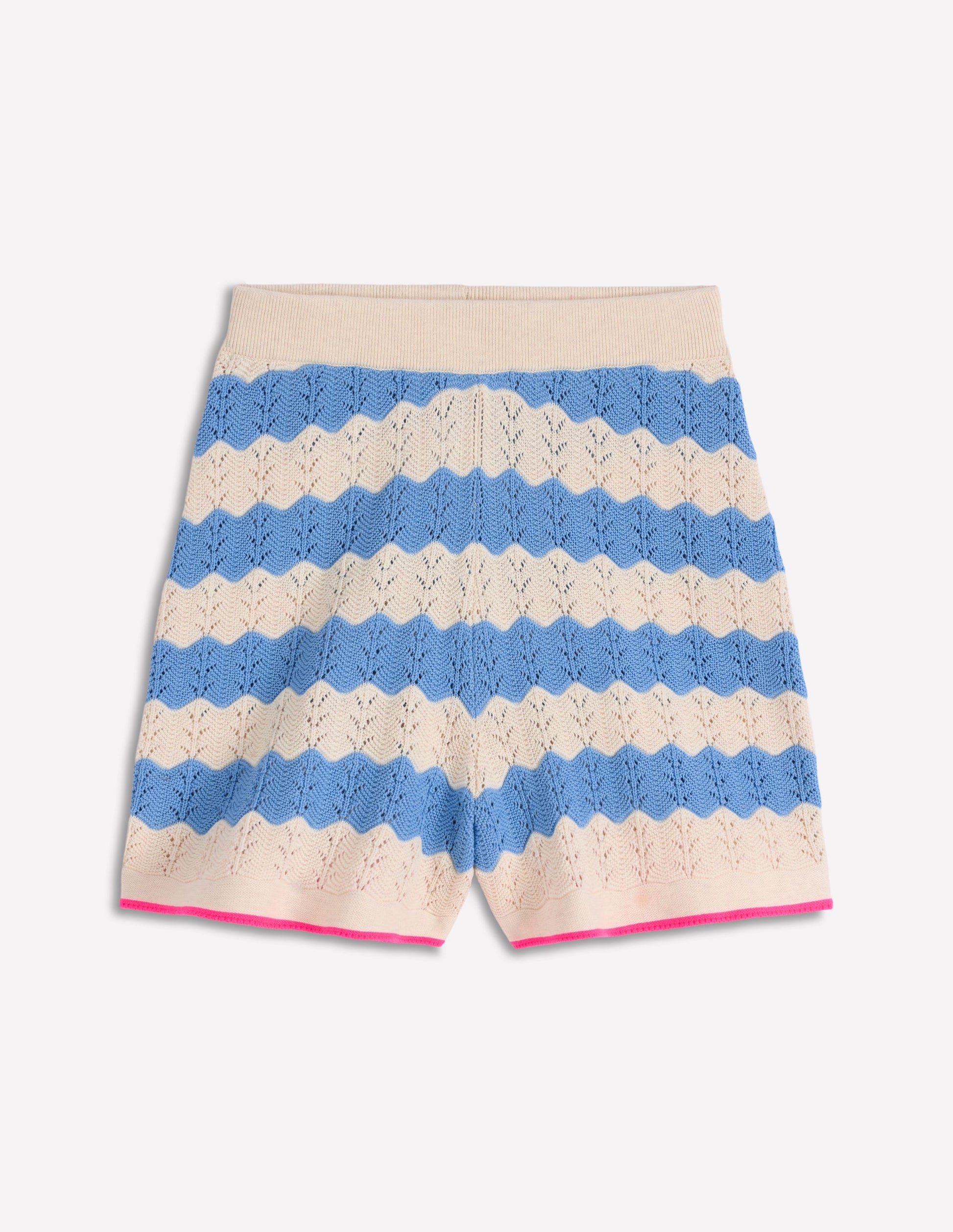 Gestrickte Pointelle-Shorts-Blau, Weiß-6