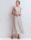 Miriam Linen Maxi Skirt-Ivory, Painted Dot