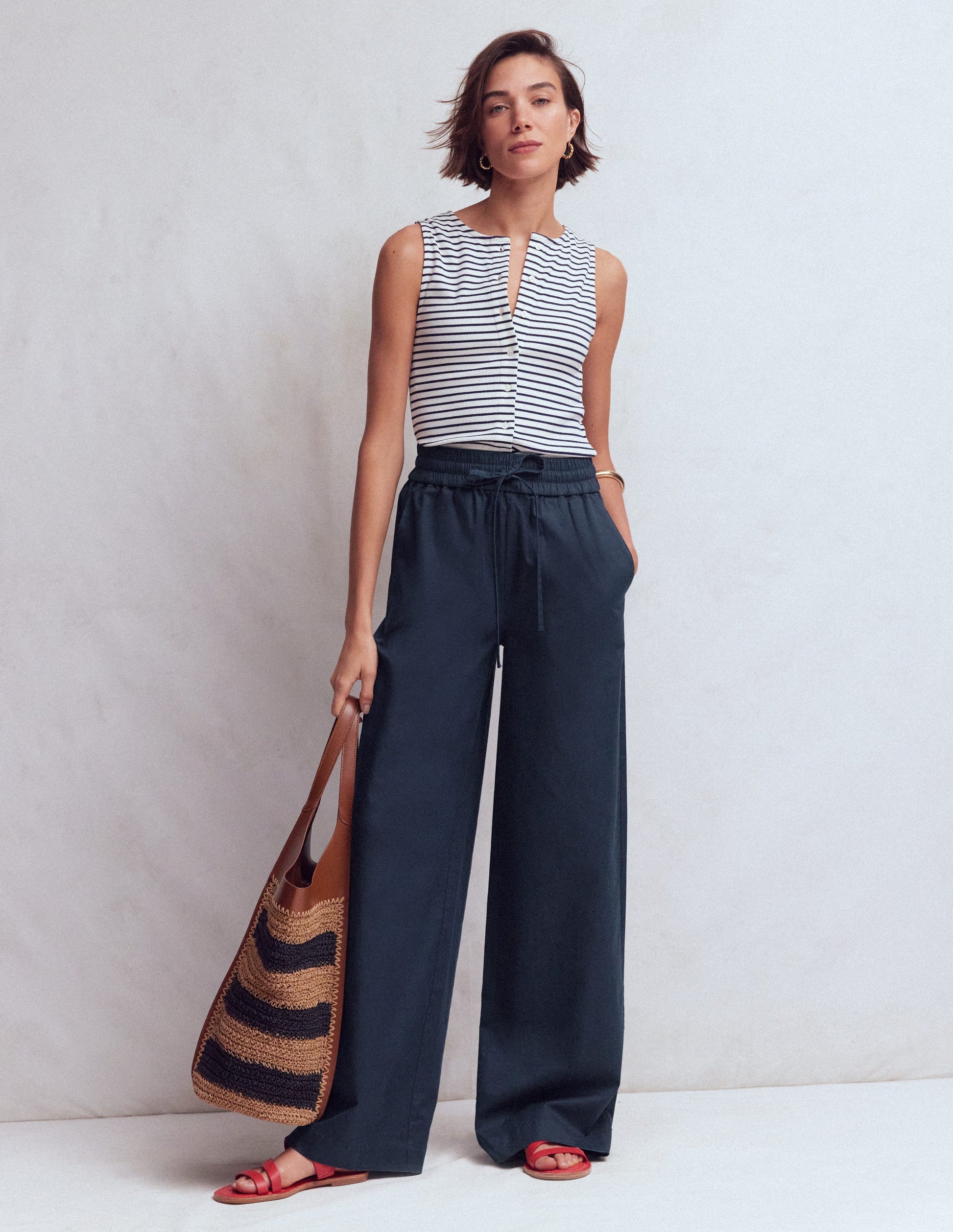 Greenwich Hose mit Bindegürtel-Marineblau-1