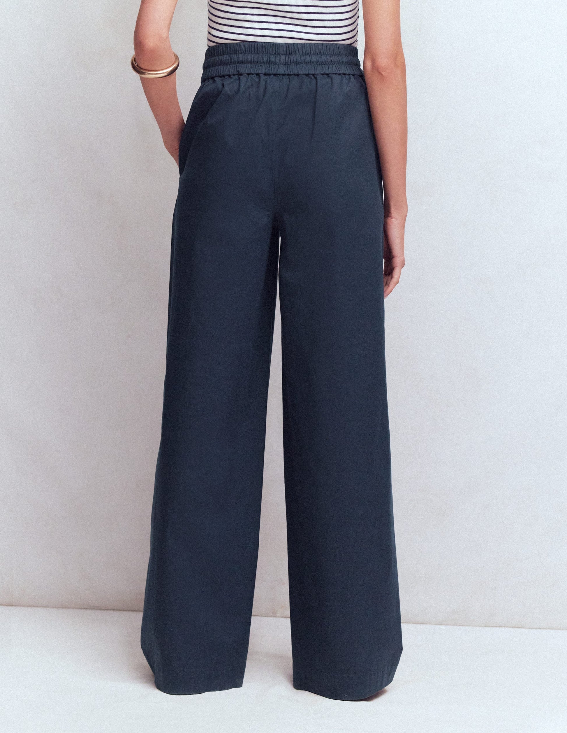 Greenwich Hose mit Bindegürtel-Marineblau-3