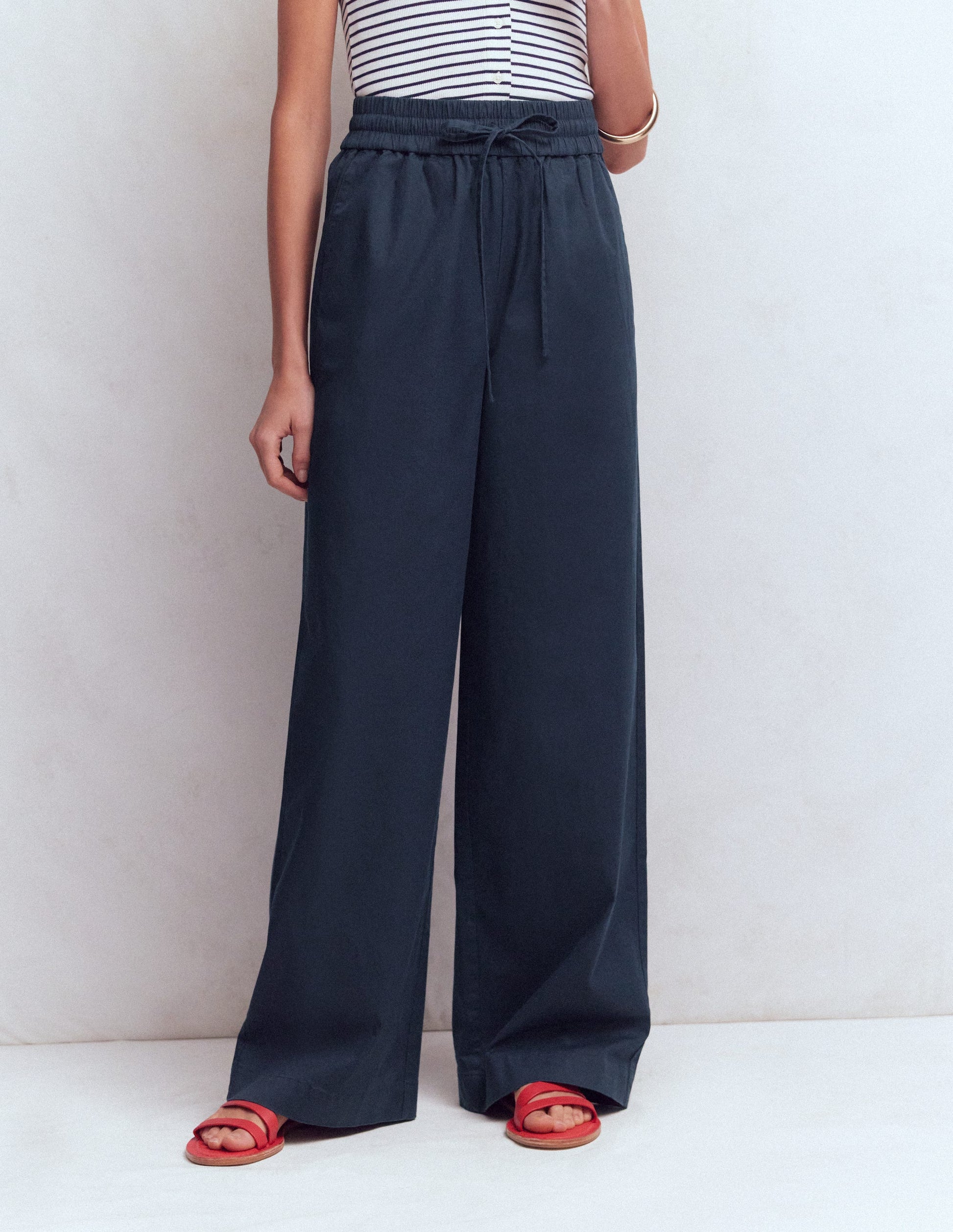 Greenwich Hose mit Bindegürtel-Marineblau-4