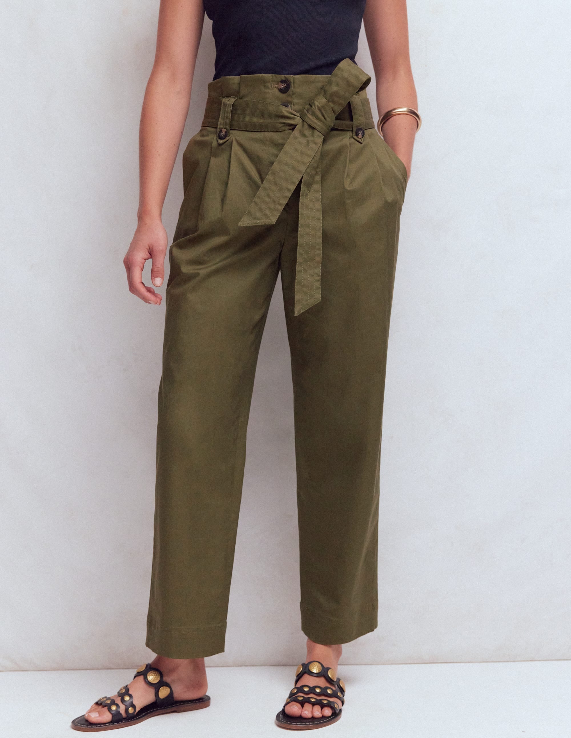 Hose mit Paperbag-Bund-Waldgrün - Image 4