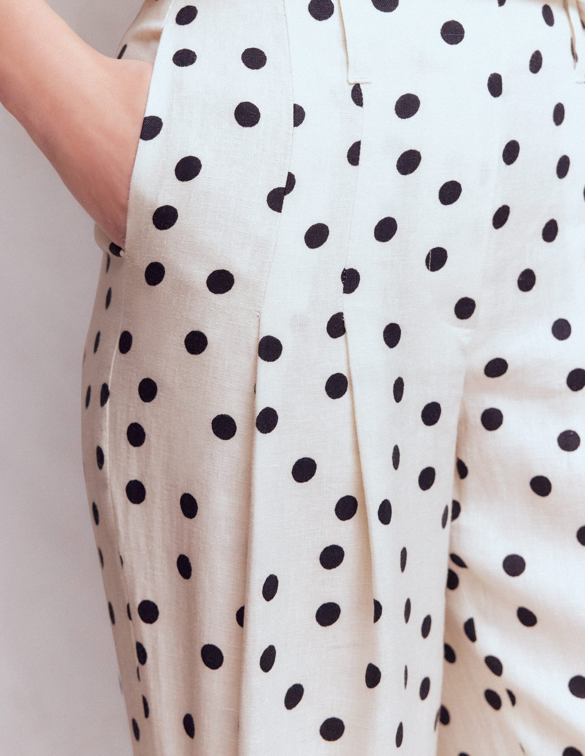 Mayfair Leinenhose-Naturweiß, Gemalte Tupfen-2