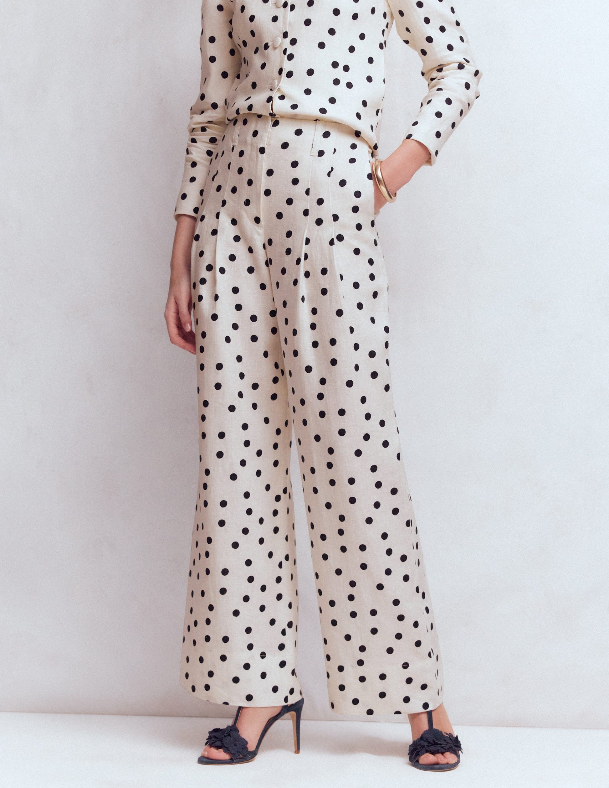 Mayfair Leinenhose-Naturweiß, Gemalte Tupfen-4