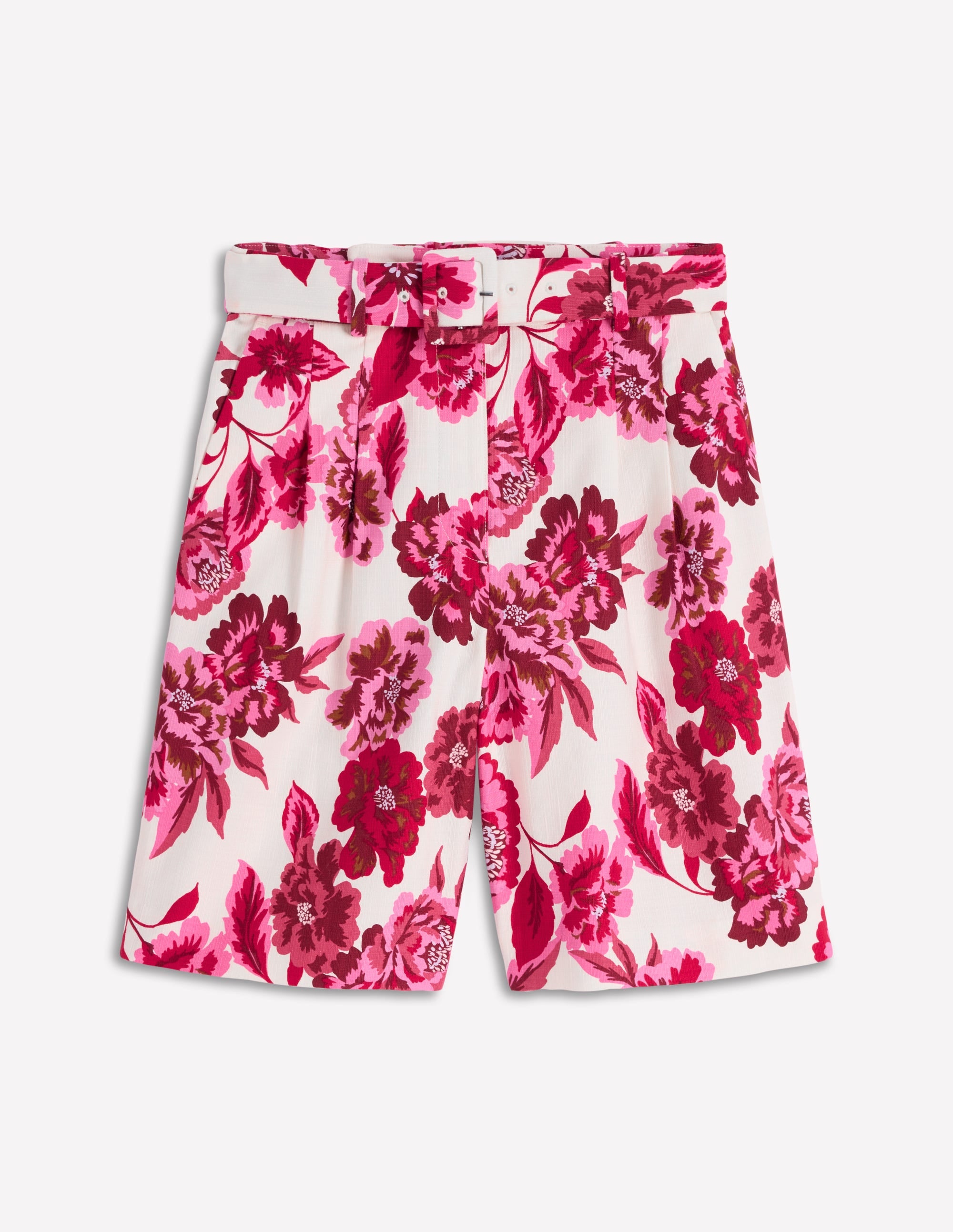 Chelsea Klassisch geschneiderte Shorts mit Gürtel-Sangria Sunset Pink, Blumenmuster - Image 8