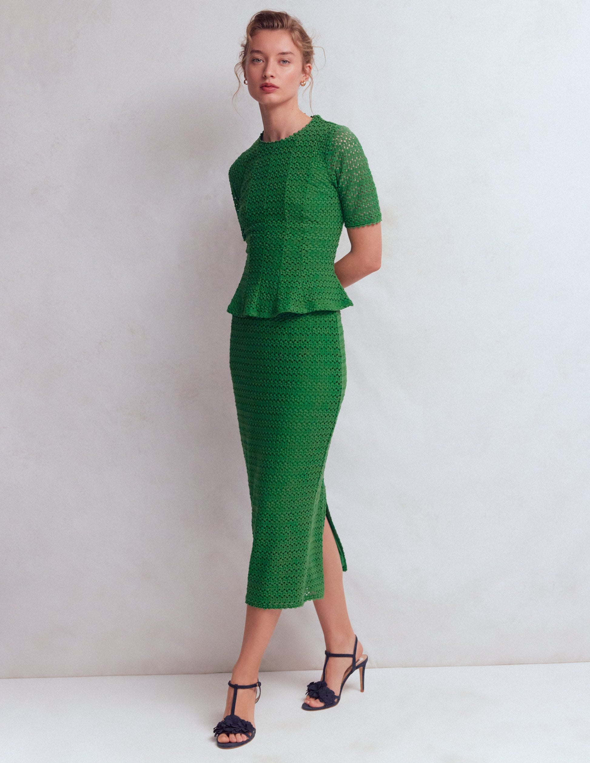 Bleistiftrock mit Spitze-Frisches Grün-2