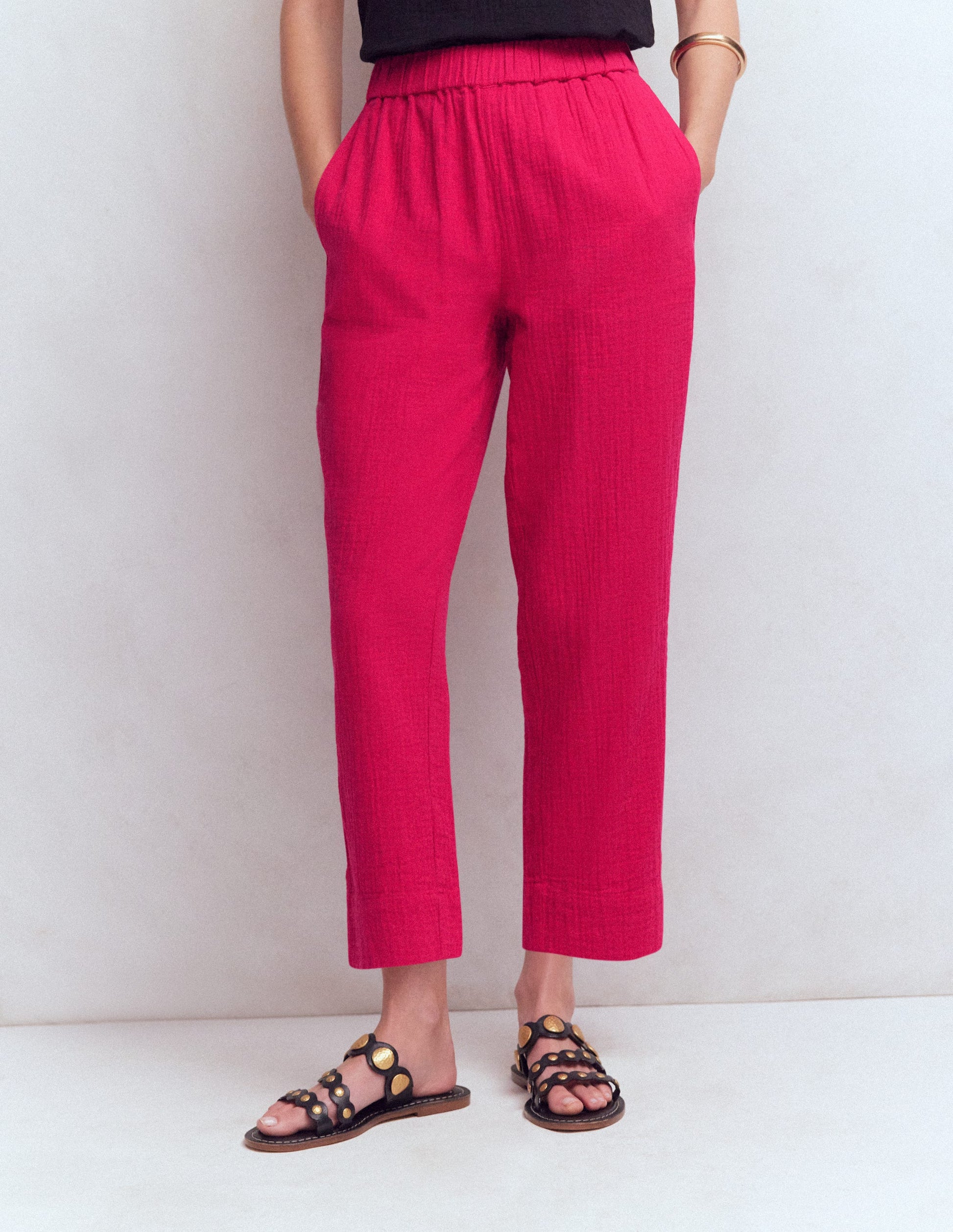 Verkürzte Doppeltuch-Hose-Granatapfel-4