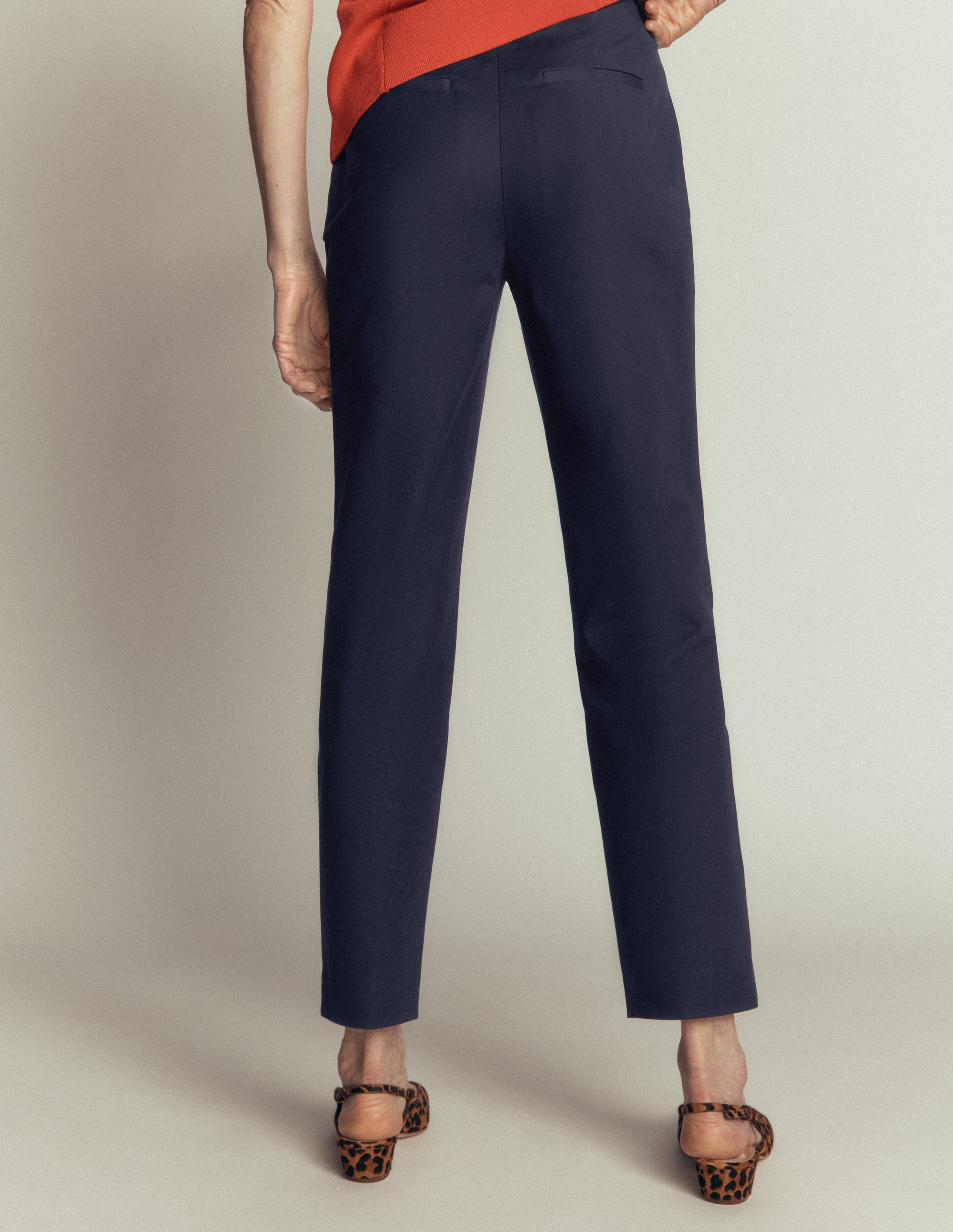 Schmal geschnittene Baumwollhose-Marineblau - Image 3