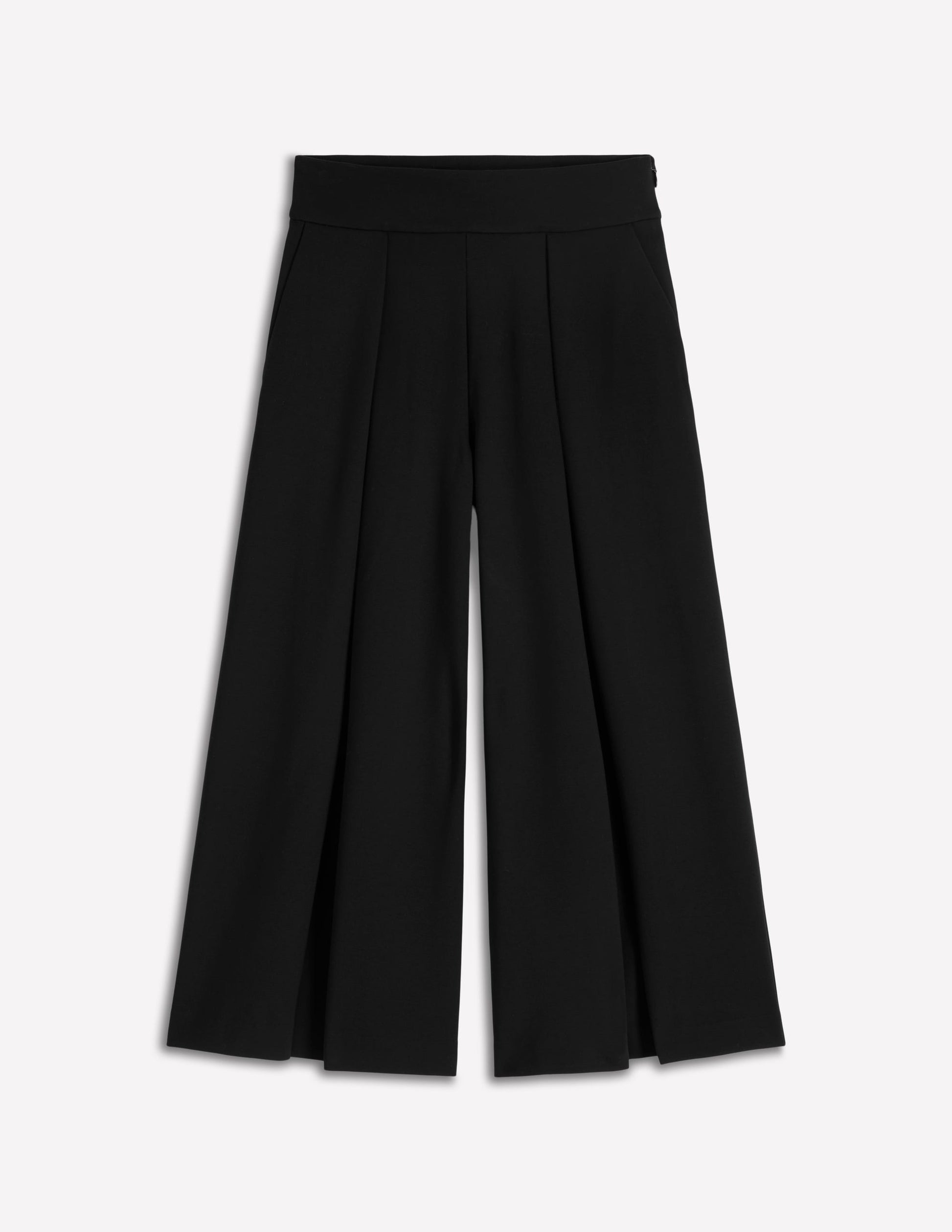Jupe-culotte à pli en point de Rome-Noir-5