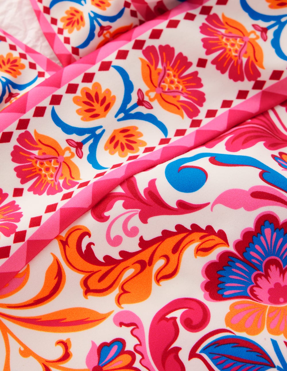 Porto Badeanzug mit V-Ausschnitt-Rosa Power, Blühende Wiese-7