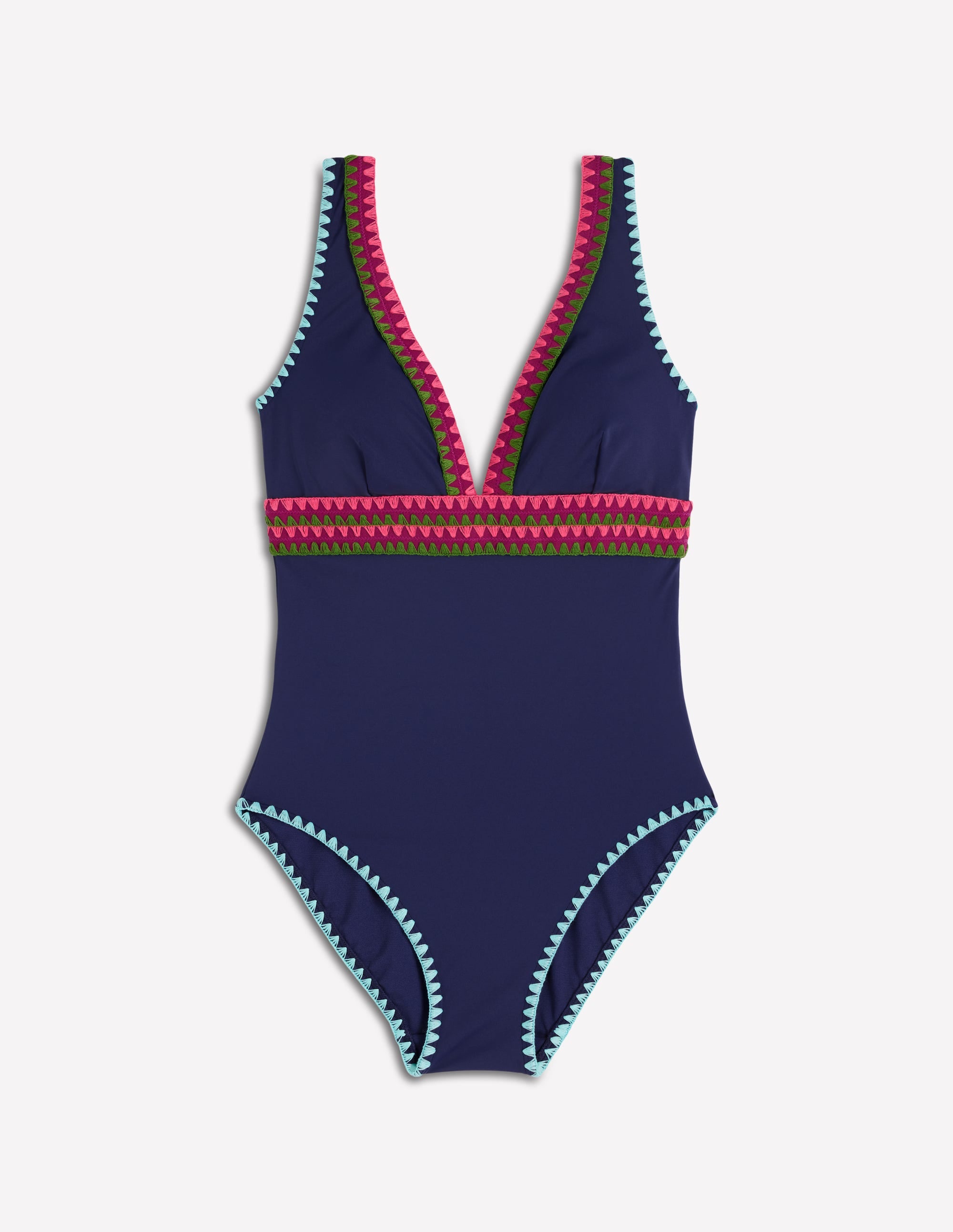 Porto Badeanzug mit V-Ausschnitt-Navy, Stickerei - Image 5