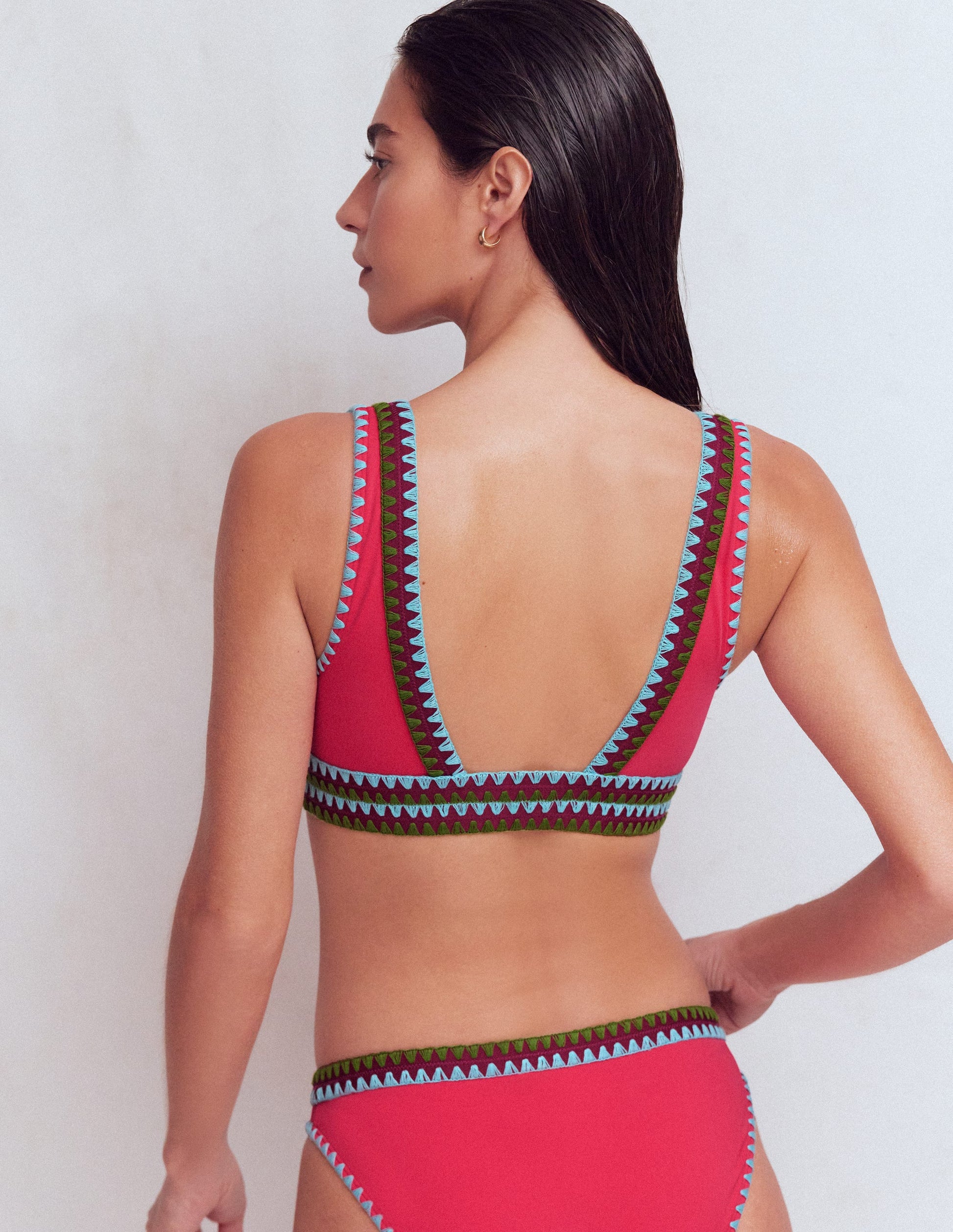 Porto Bikinioberteil-Rosig, Stickerei-4