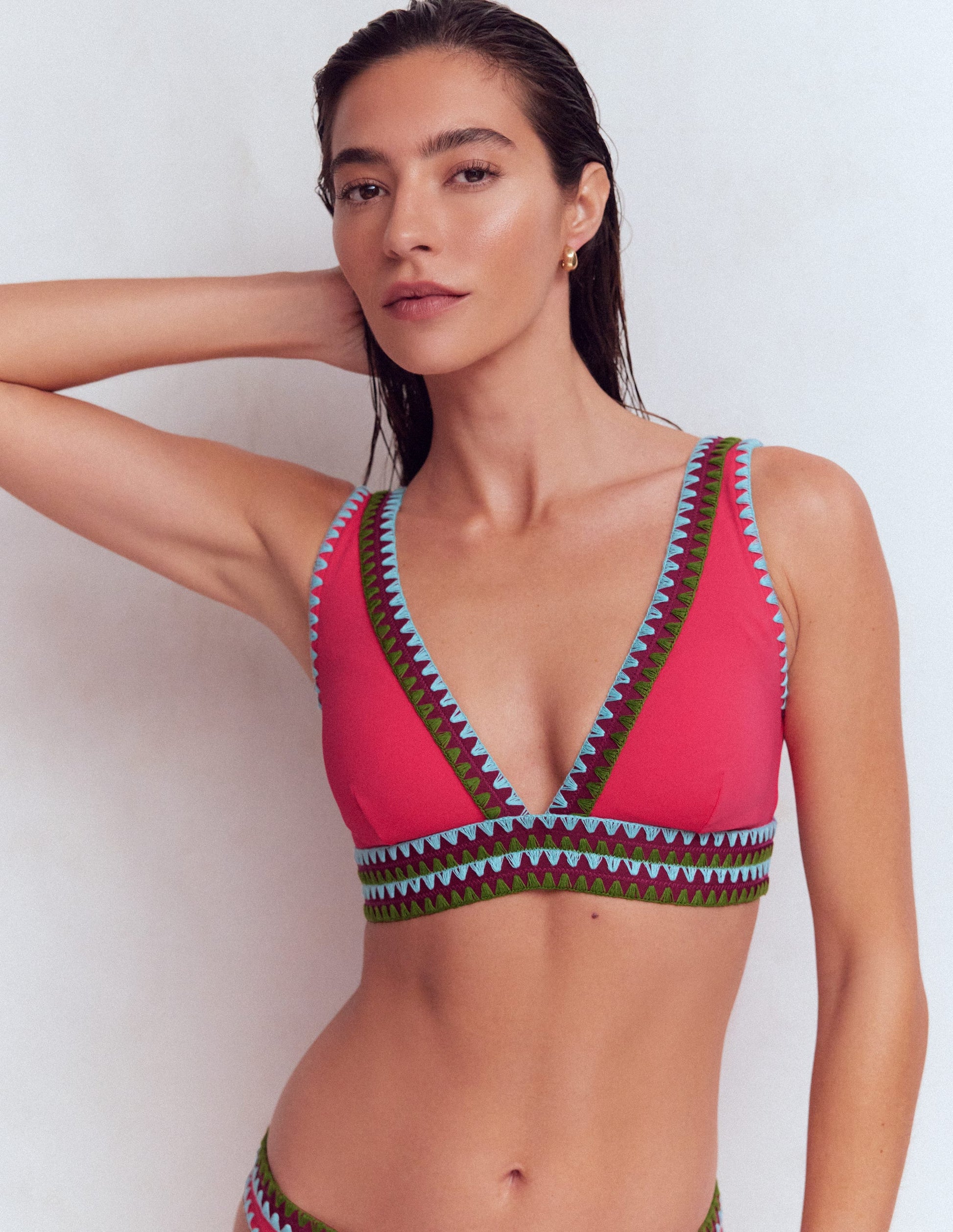 Porto Bikinioberteil-Rosig, Stickerei-6