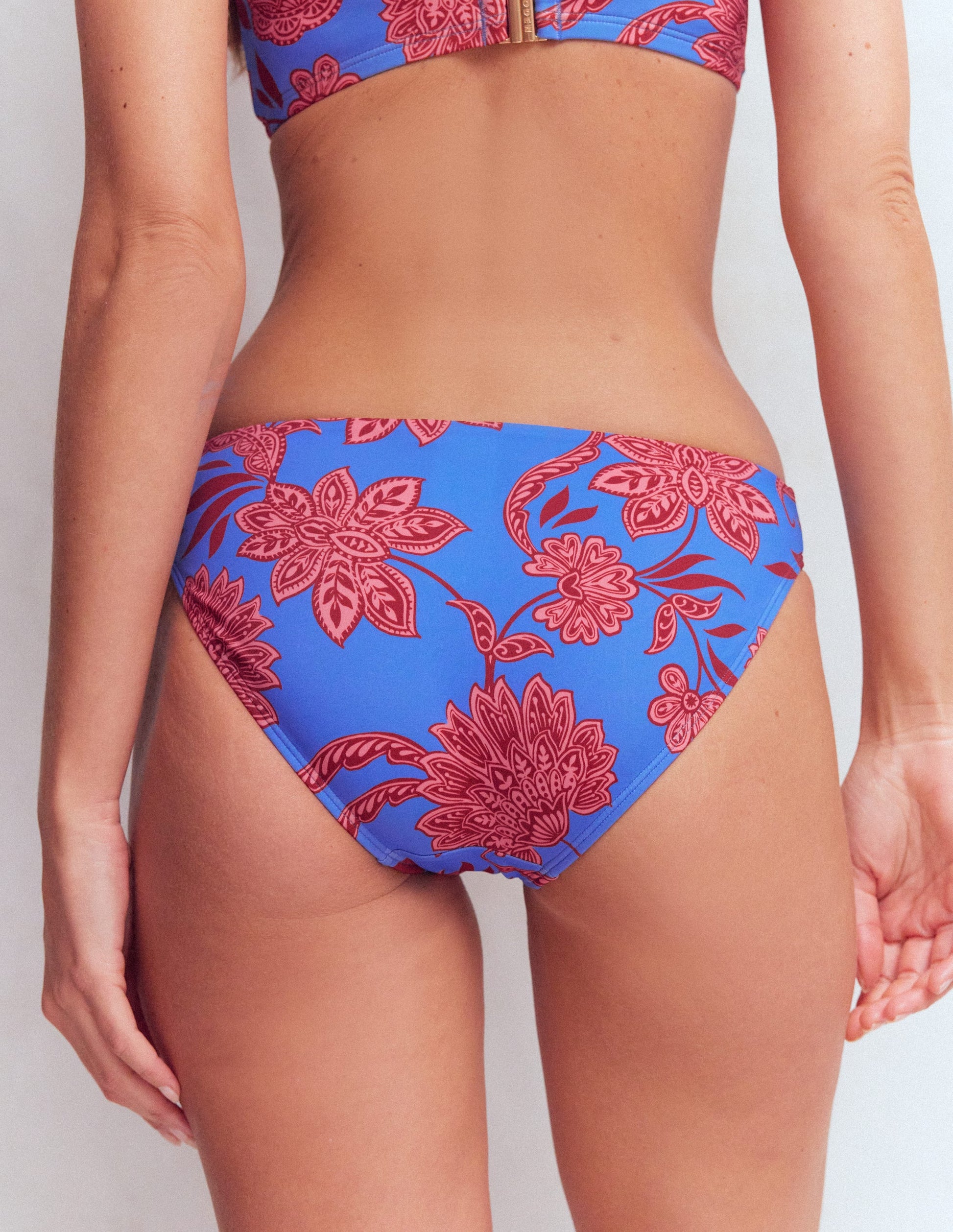Klassische Bikinihose-Blau, Elegante Blüten-3