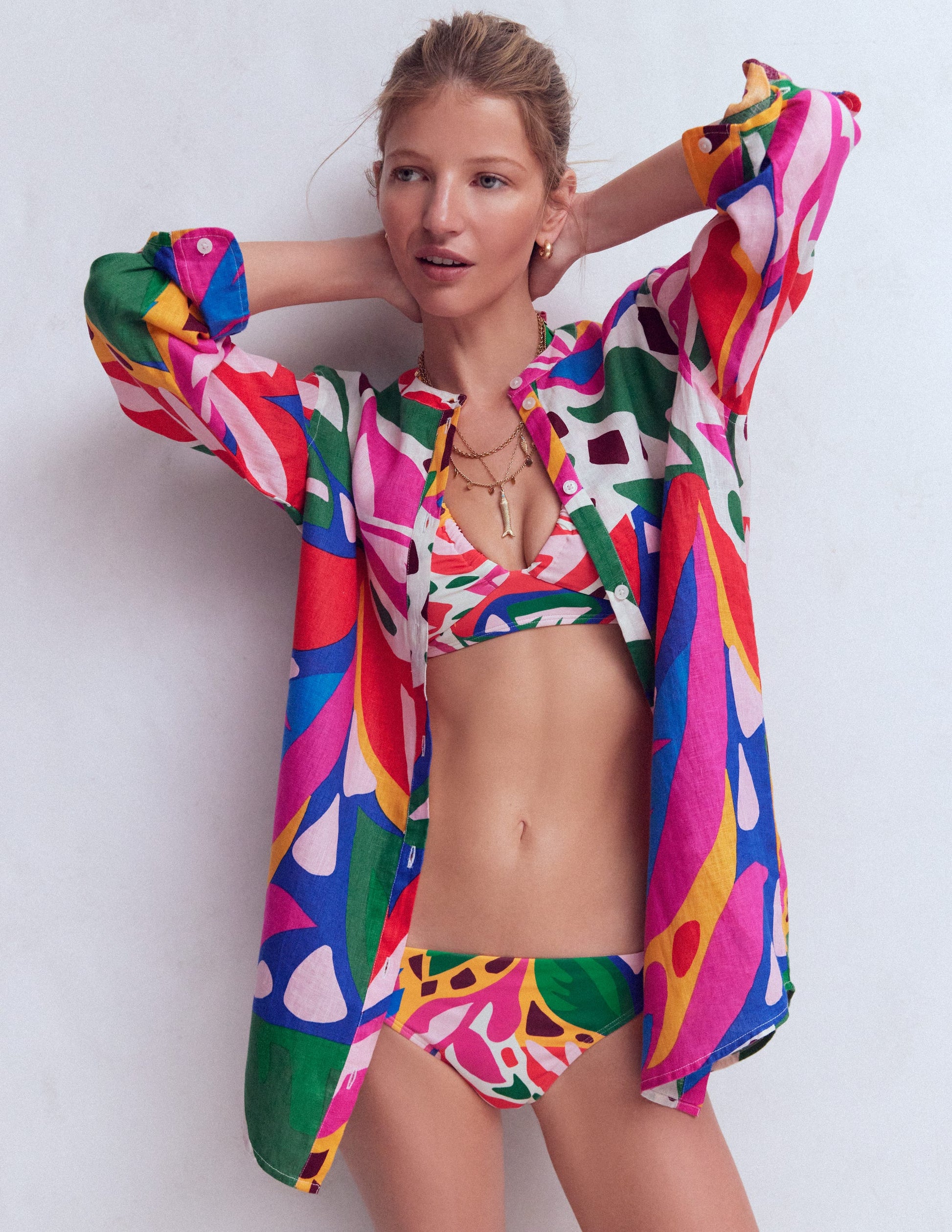 Bas de bikini intemporel-Multi, motif Leafy Cascade-1