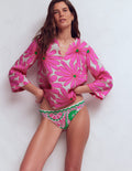 Bas de bikini intemporel-Rose, motif Euphoric Gardens