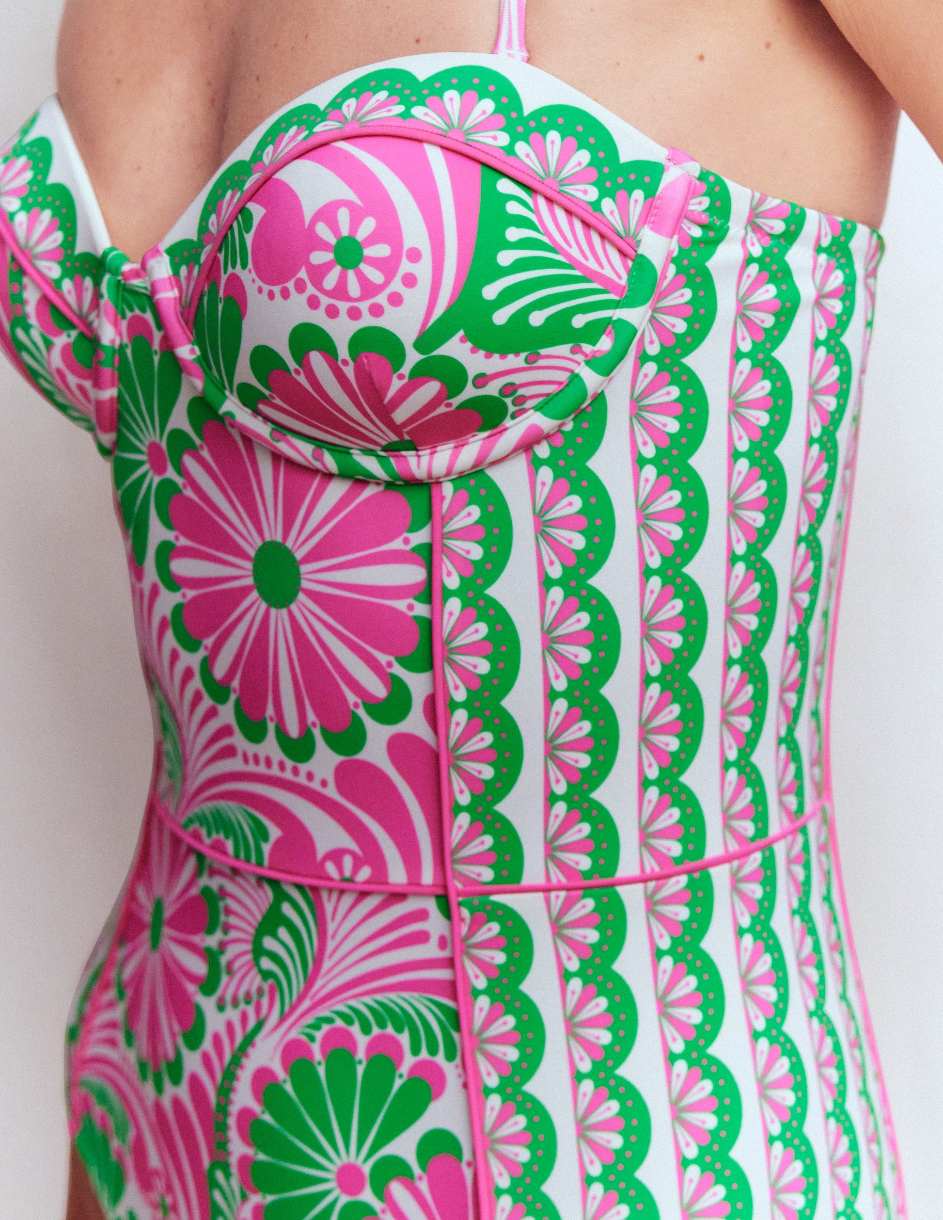 Rhodes Badeanzug in Körbchengröße-Rosa, Euphorische Gärten-2