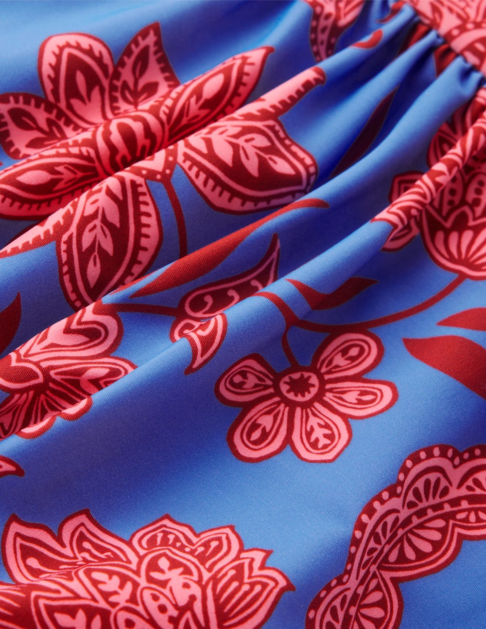 Kythira Geraffte Bikinihose-Blau, Elegante Blüten - Image 6