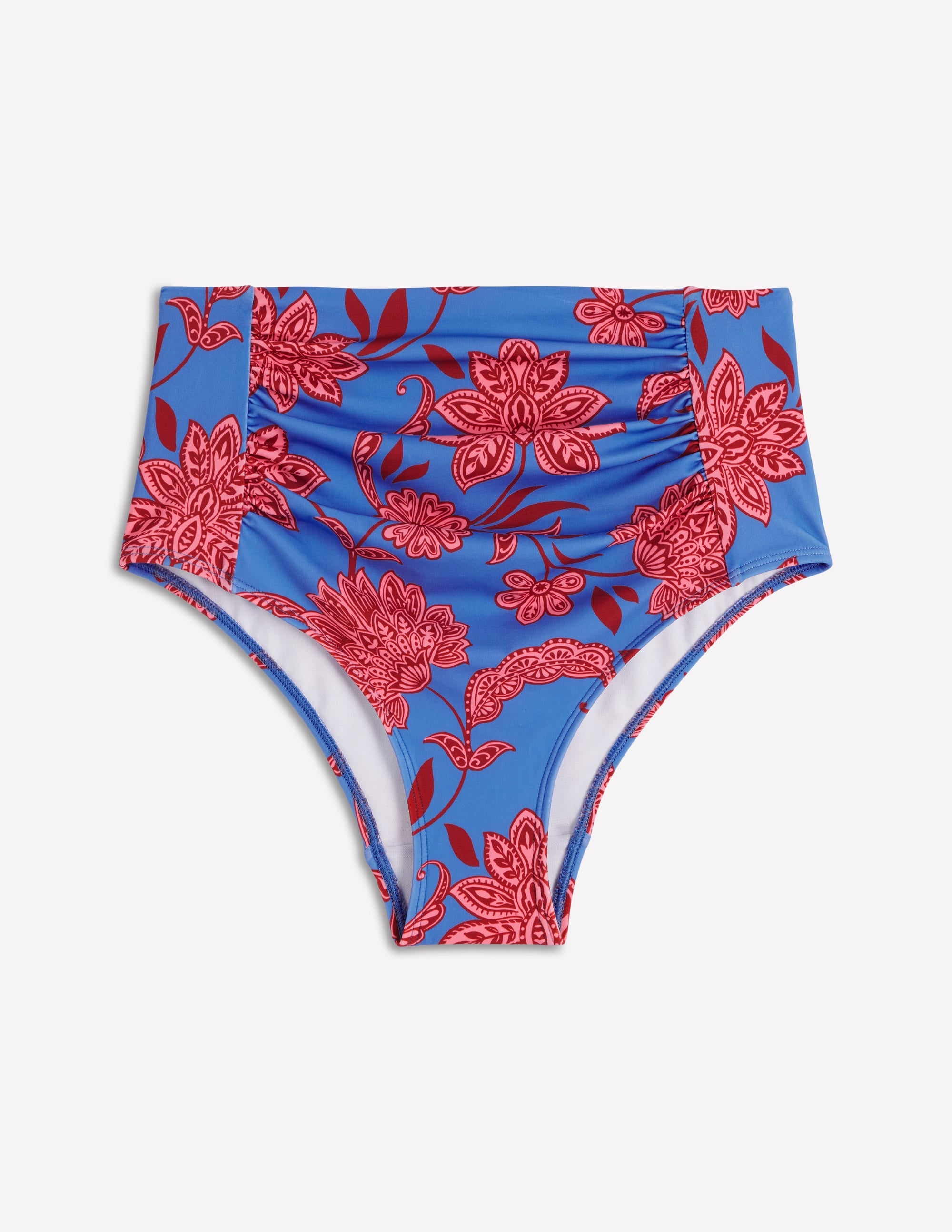 Kythira Geraffte Bikinihose-Blau, Elegante Blüten - Image 5