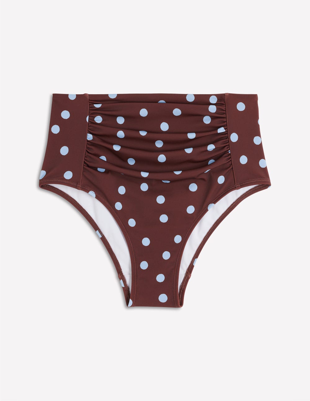 Bas de bikini froncé Kythira-Pois peints chocolat et bleu - Image 7