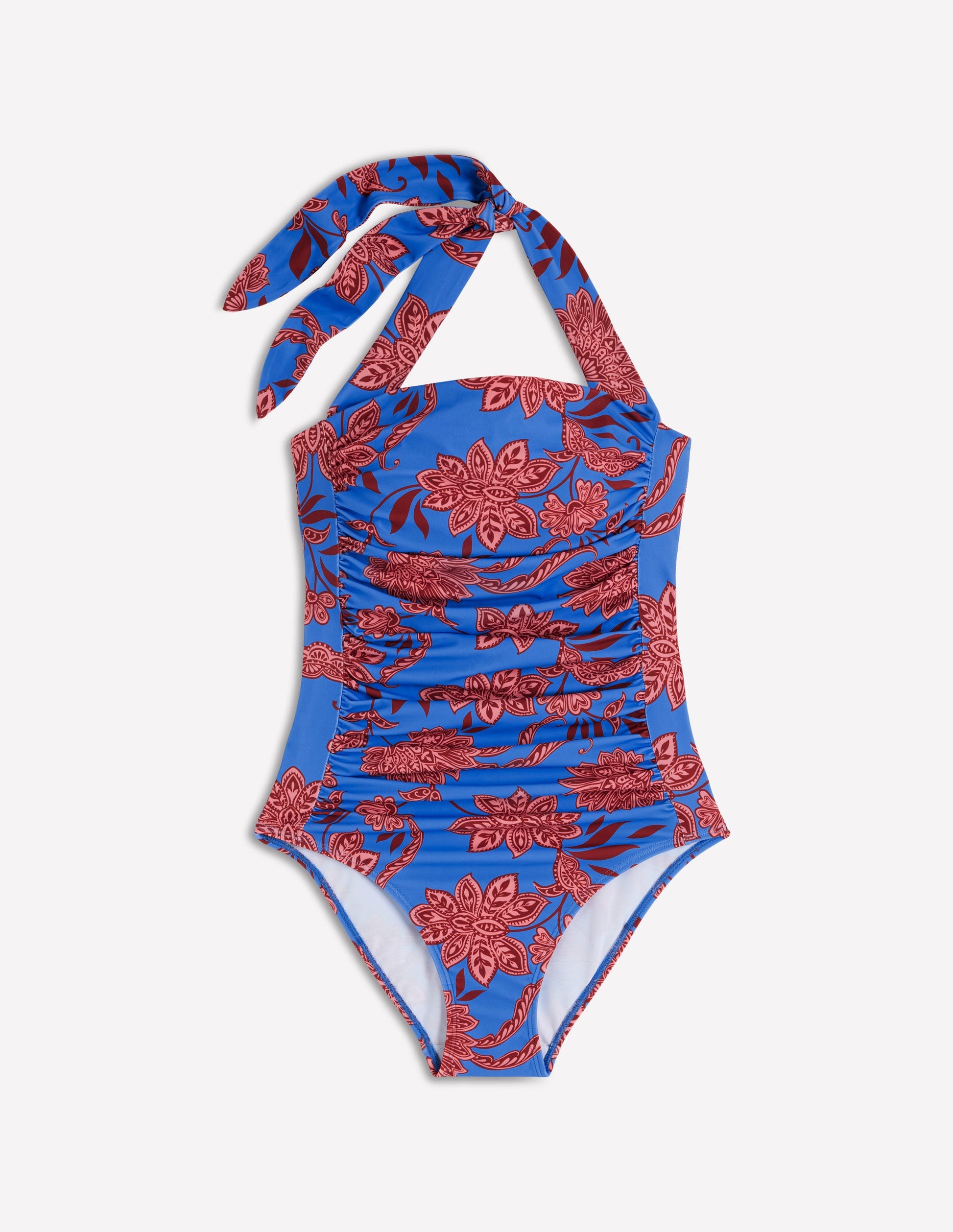 Maillot de bain Kythira froncé-Bleu, motif Elegant Blossom-5