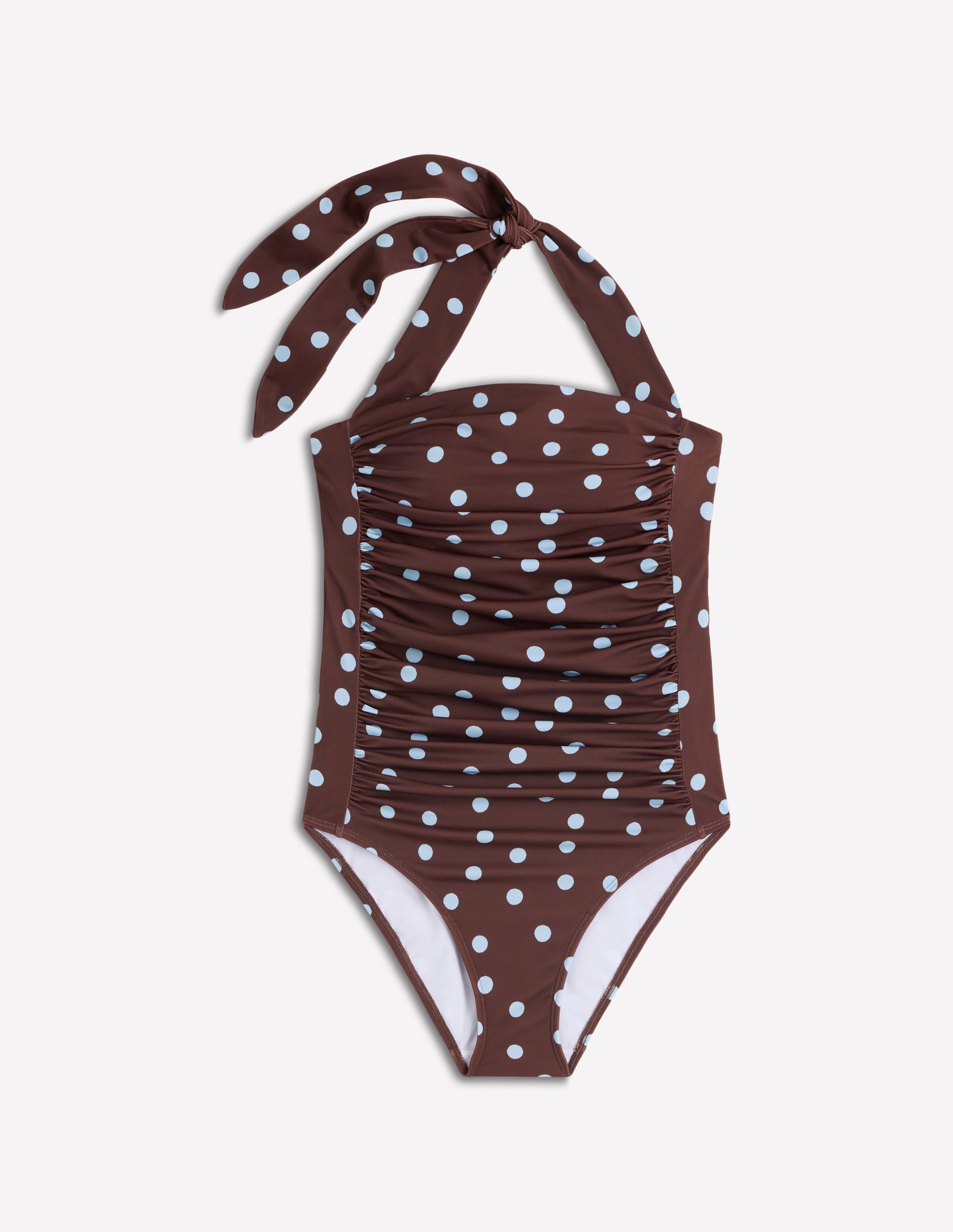 Maillot de bain Kythira froncé-Pois peints chocolat et bleu-7