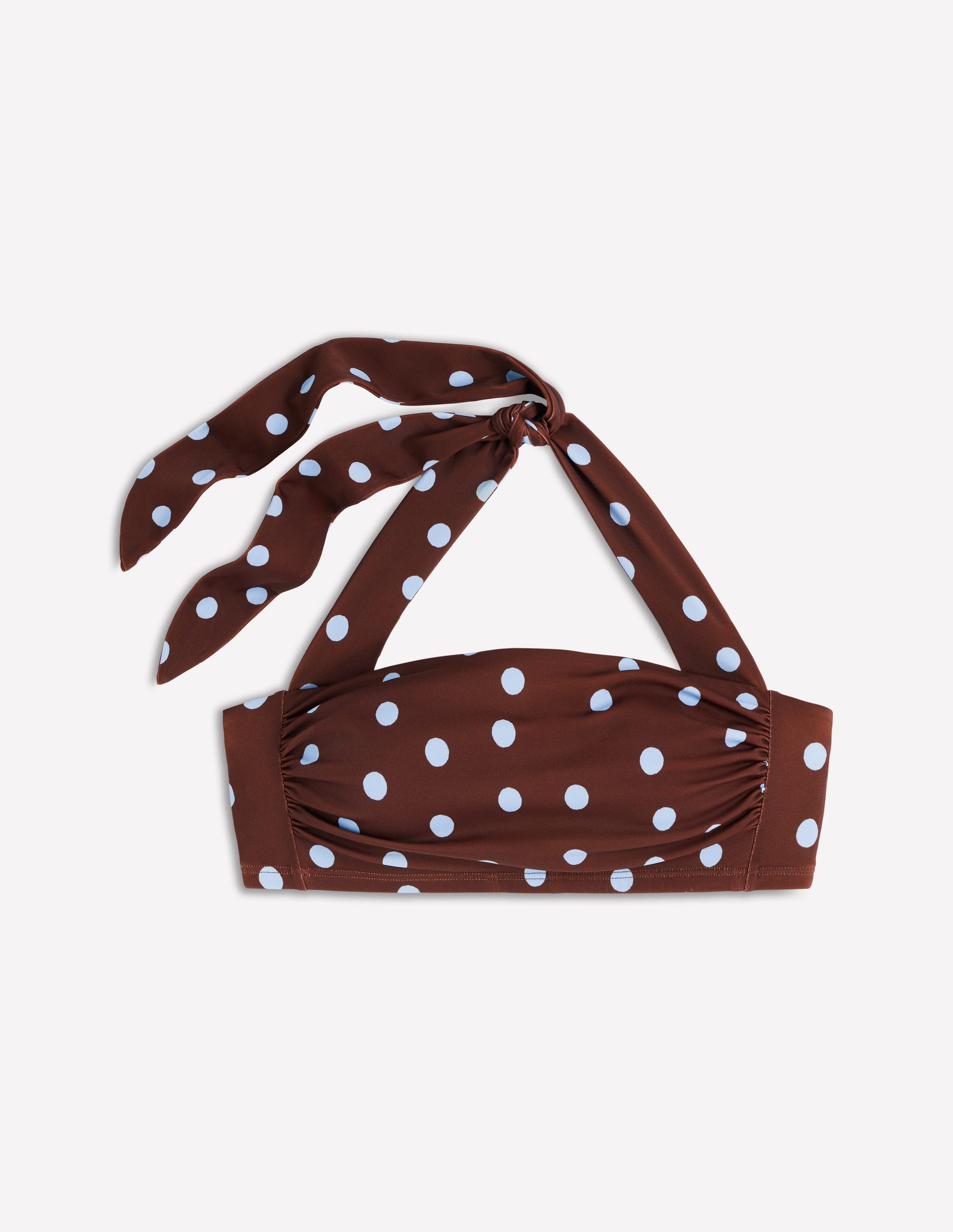 Haut de bikini froncé Kythira-Pois marron-7
