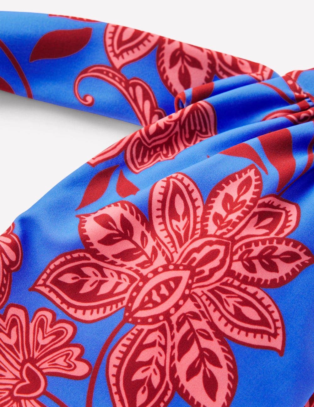 Haut de bikini froncé Kythira-Bleu, motif Elegant Blossom-8