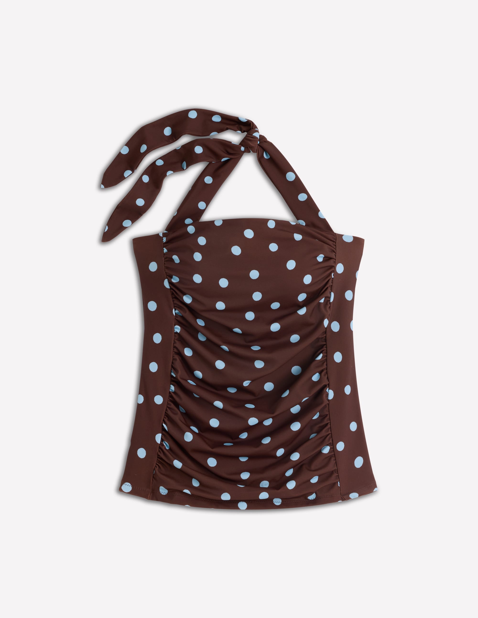 Haut de tankini Kythira froncé-Chocolat et bleu, pois - Image 6