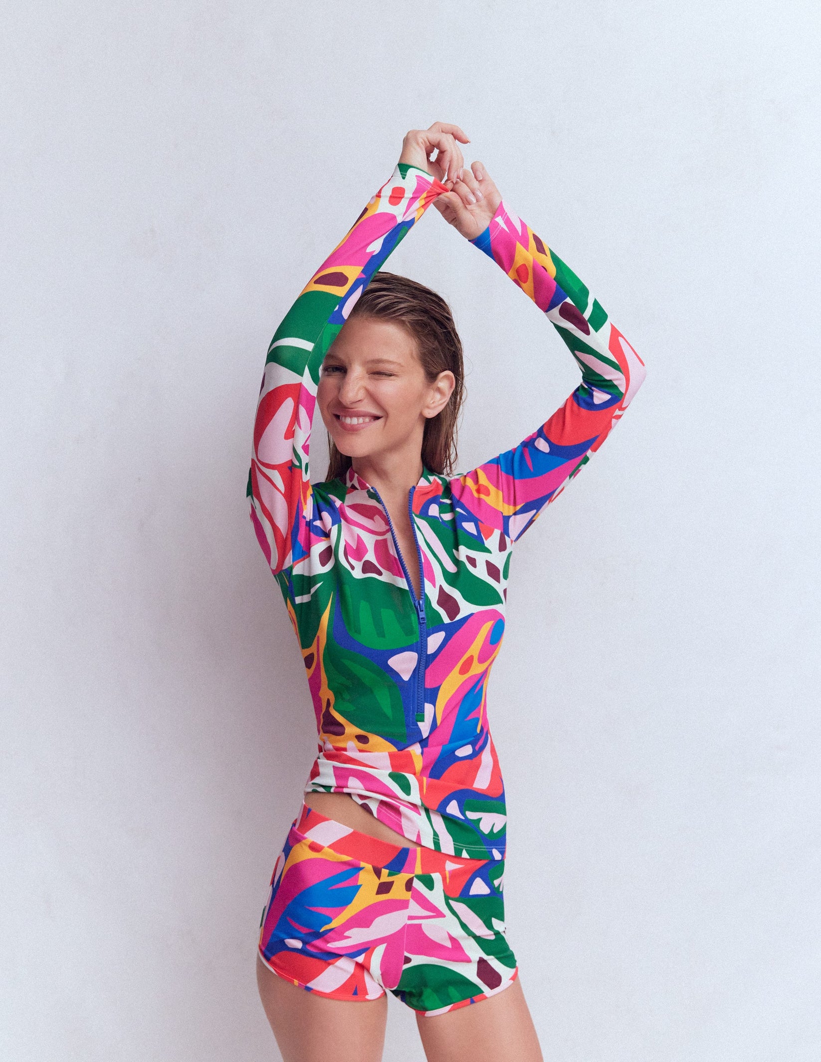 Rash Guard Swim Shorts-Multi, leafy cascade | Boden EU