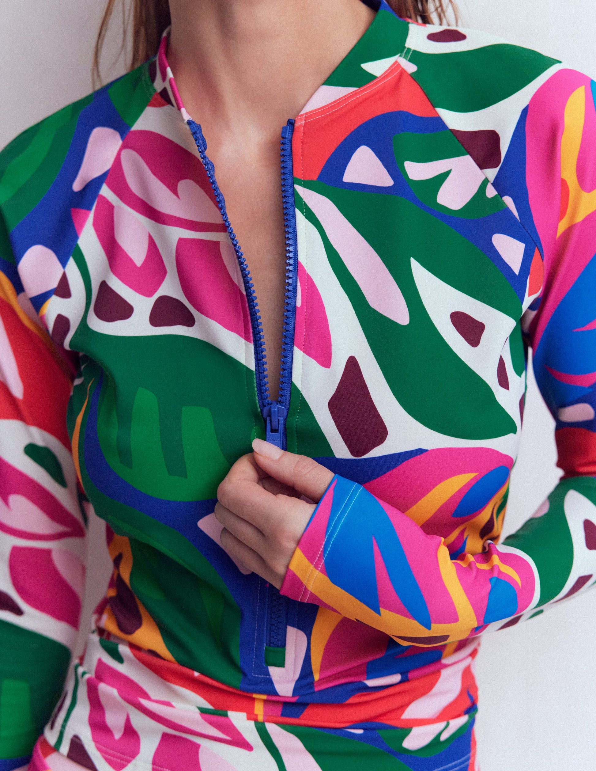 Raglan-Badeshirt mit Sonnenschutz-Bunt, Blattkaskade-2