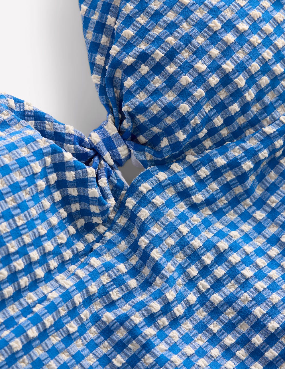 Neckholder-Badeanzug mit Schleife-Leuchtendes Blau, Vichykaro