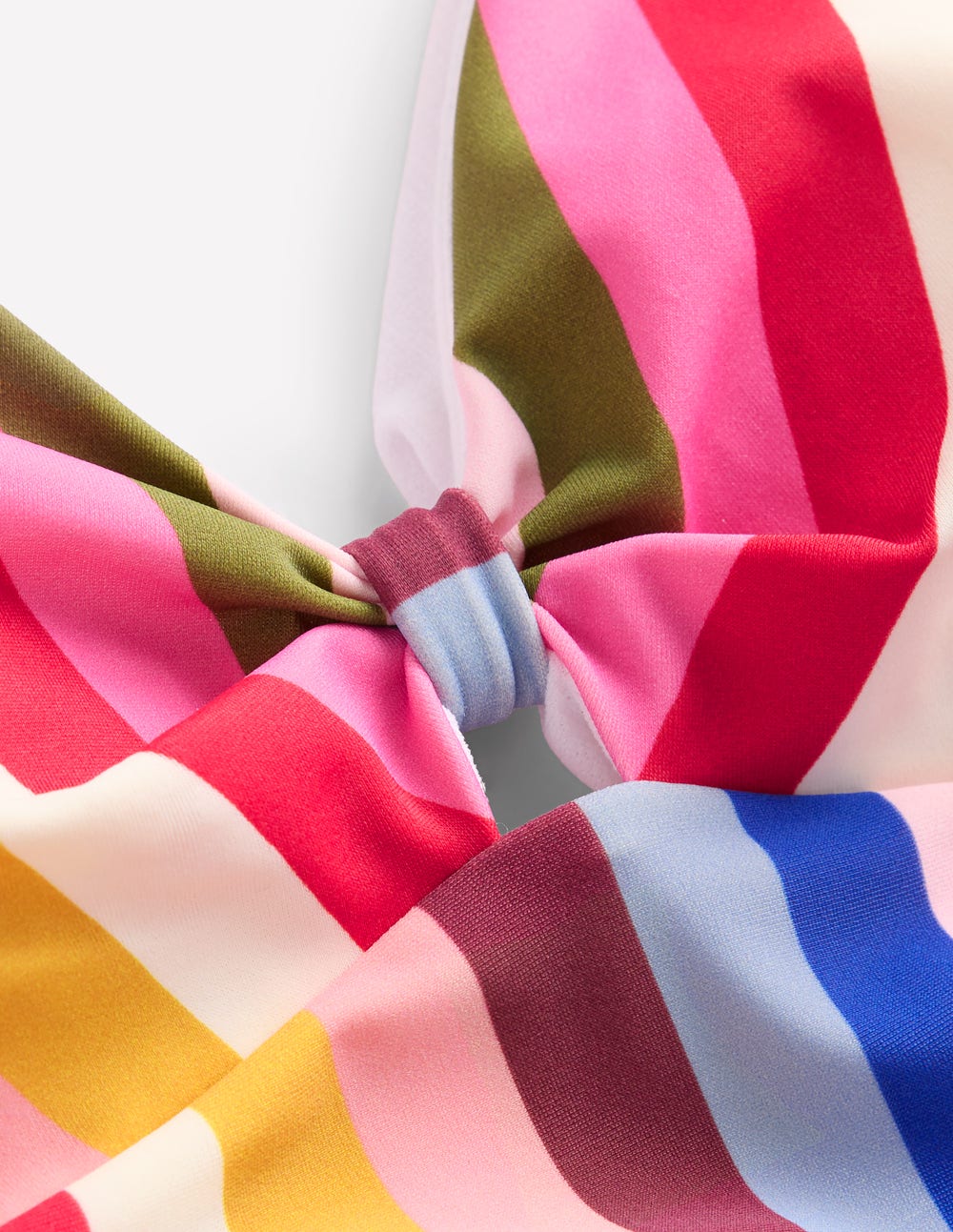 Neckholder-Badeanzug mit Schleife-Ackerbohnengrün/Pink, Gestreift - Image 10