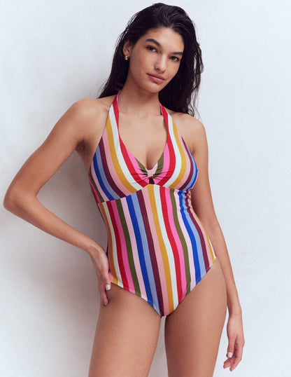 Maillot de bain dos-nu avec nœud-À Rayures Multicolores-7