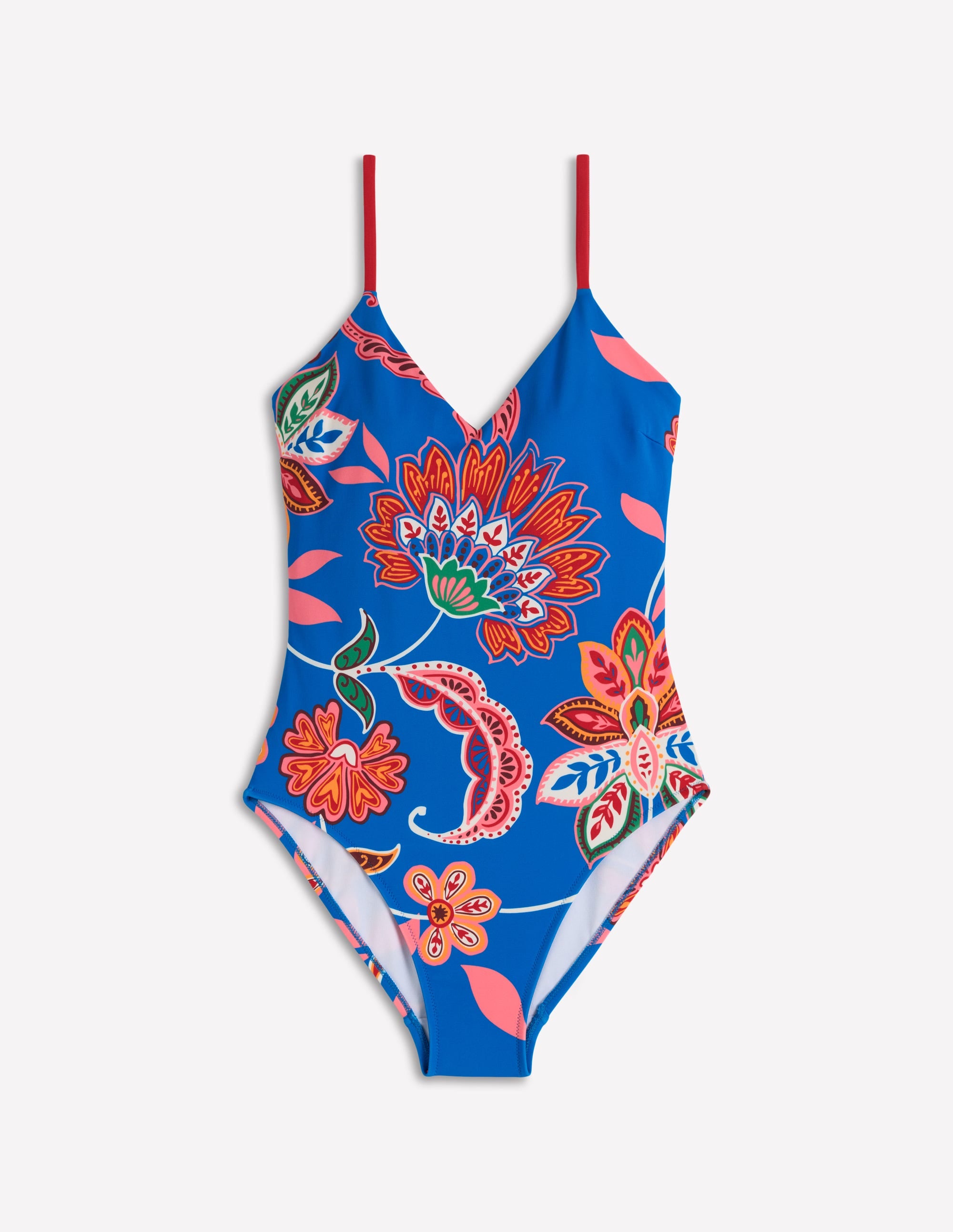 Maillot de bain col V Palermo-Bleu, motif Elegant Blossom - Image 6