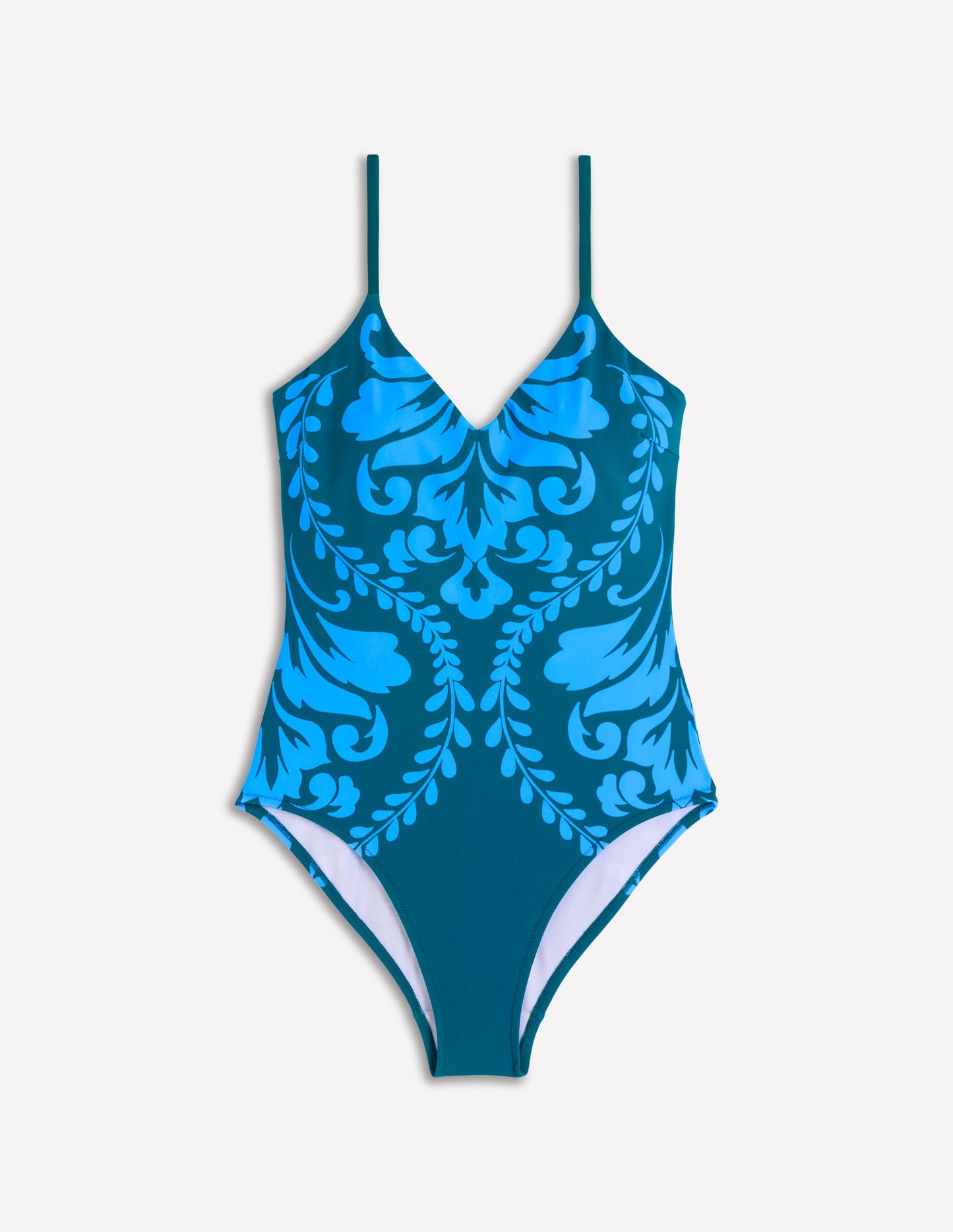 Maillot de bain imprimé à bretelles-Vert, motif Decorative Lattice