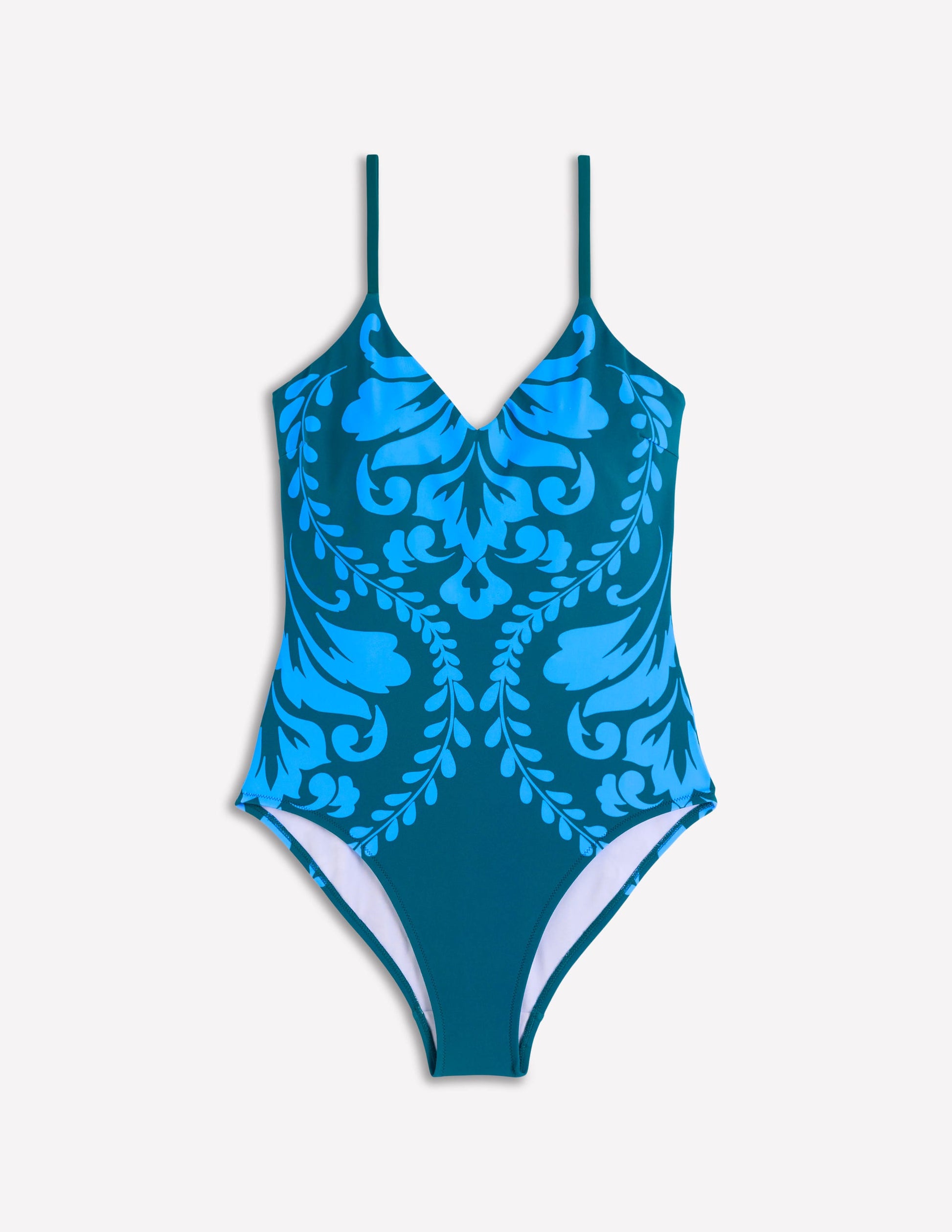 Maillot de bain imprimé à bretelles-Vert, motif Decorative Lattice-7