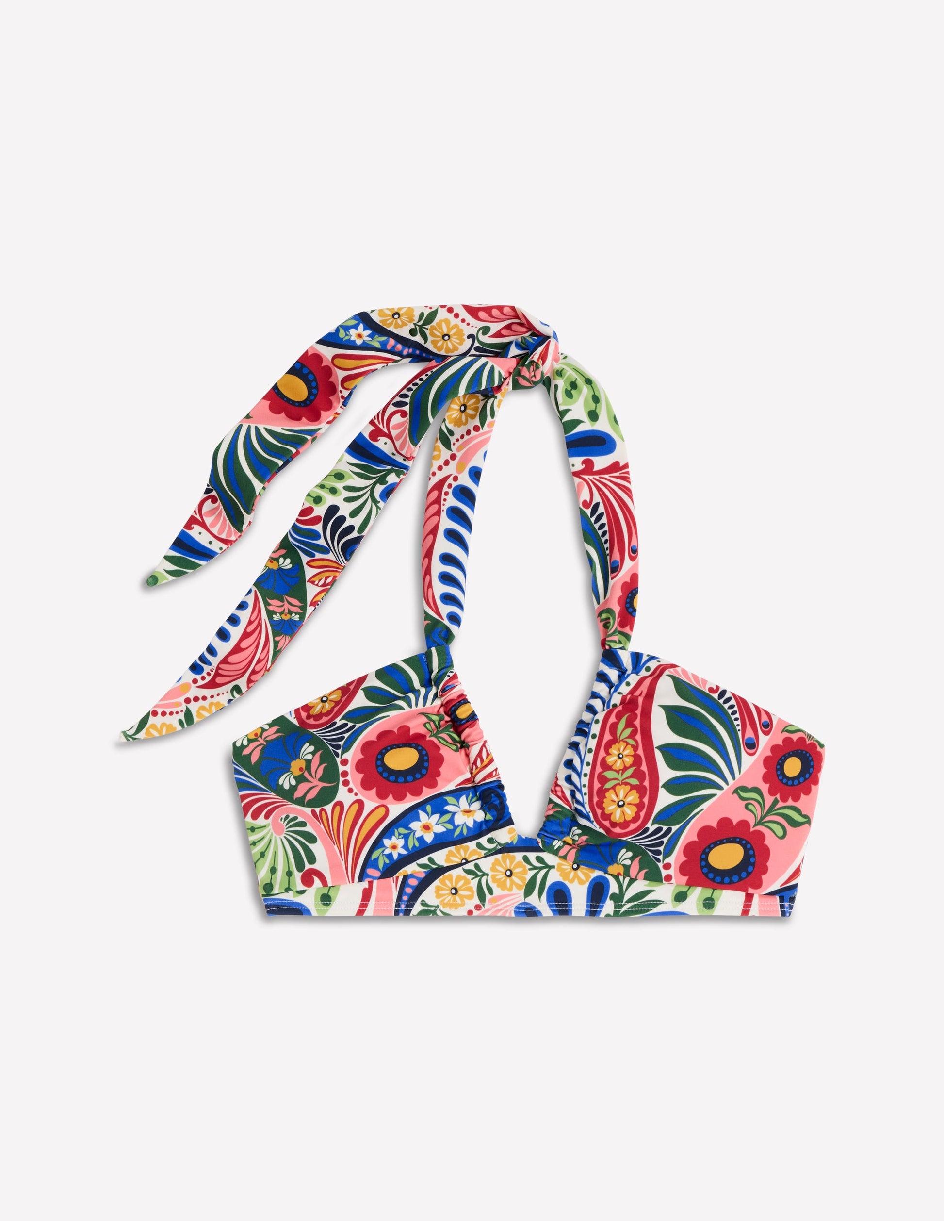 Minori Neckholder-Bikinioberteil zum Binden-Bunt, Verwunschenes Paisleymuster-5