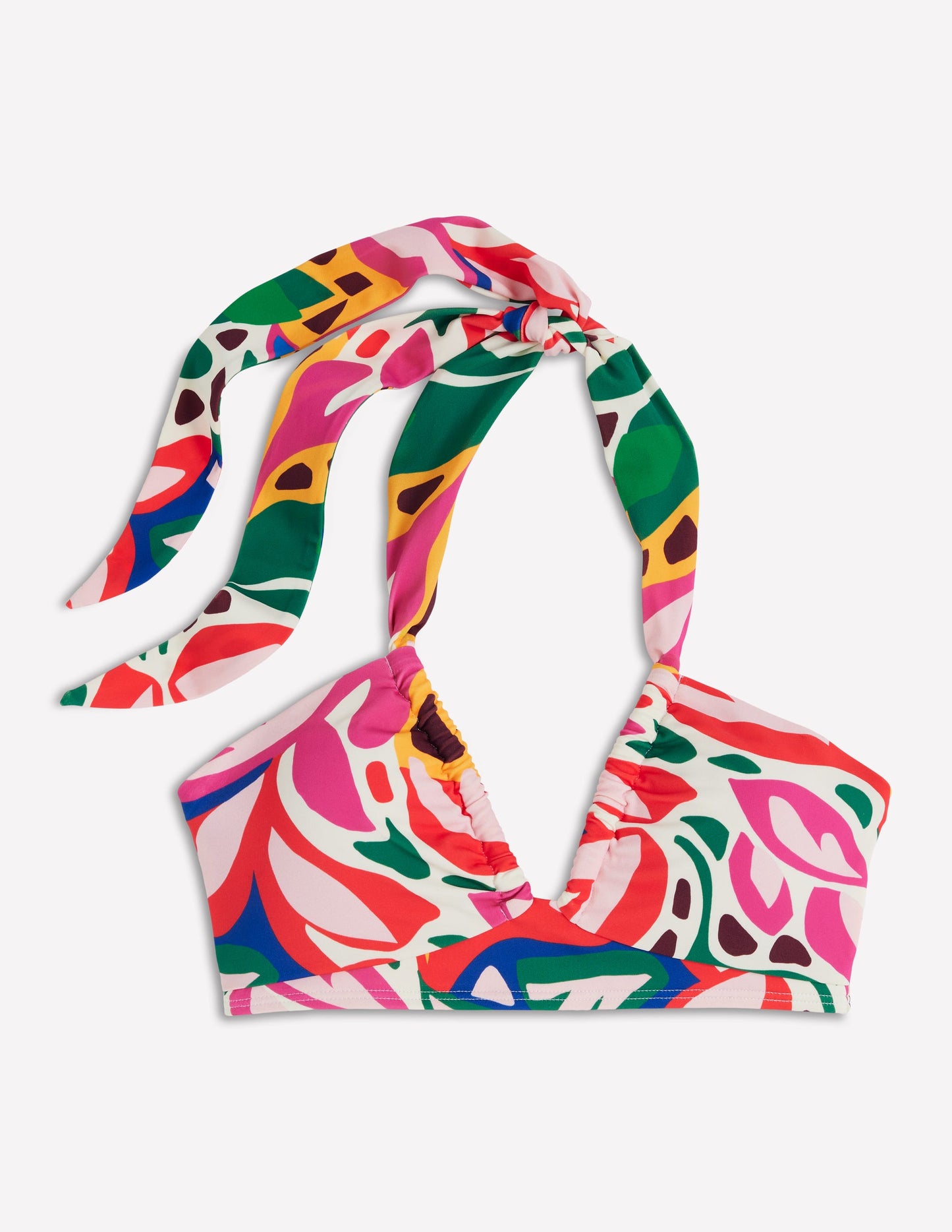 Minori Halter Tie Bikini Top-Multi, Leafy Cascade