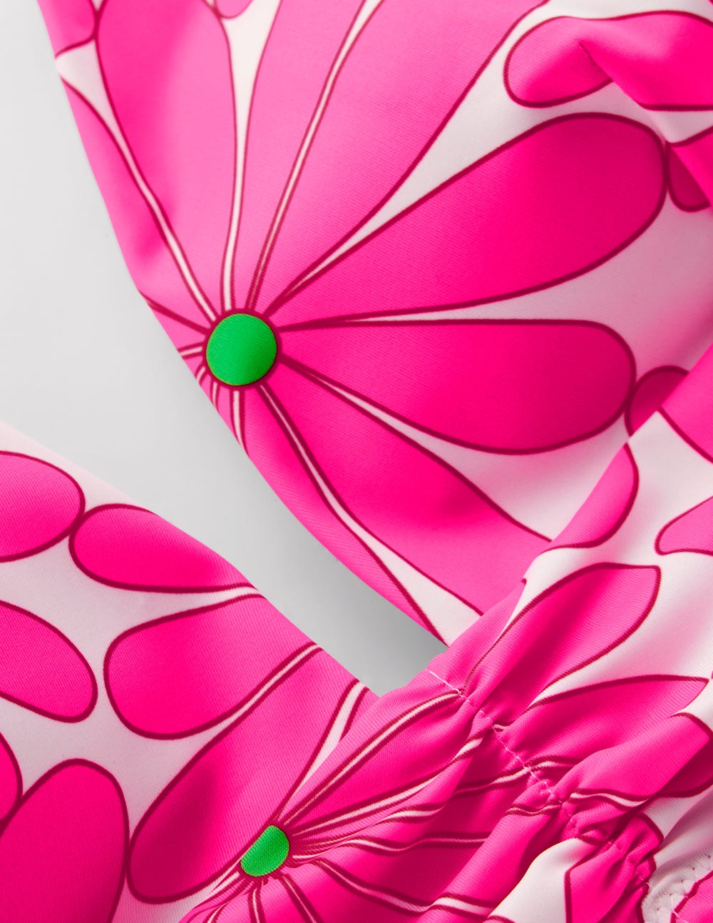 Mykonos Bikinioberteil mit tiefem V-Ausschnitt-Sangria Sonnenuntergang, Gänseblümchenblüte-7