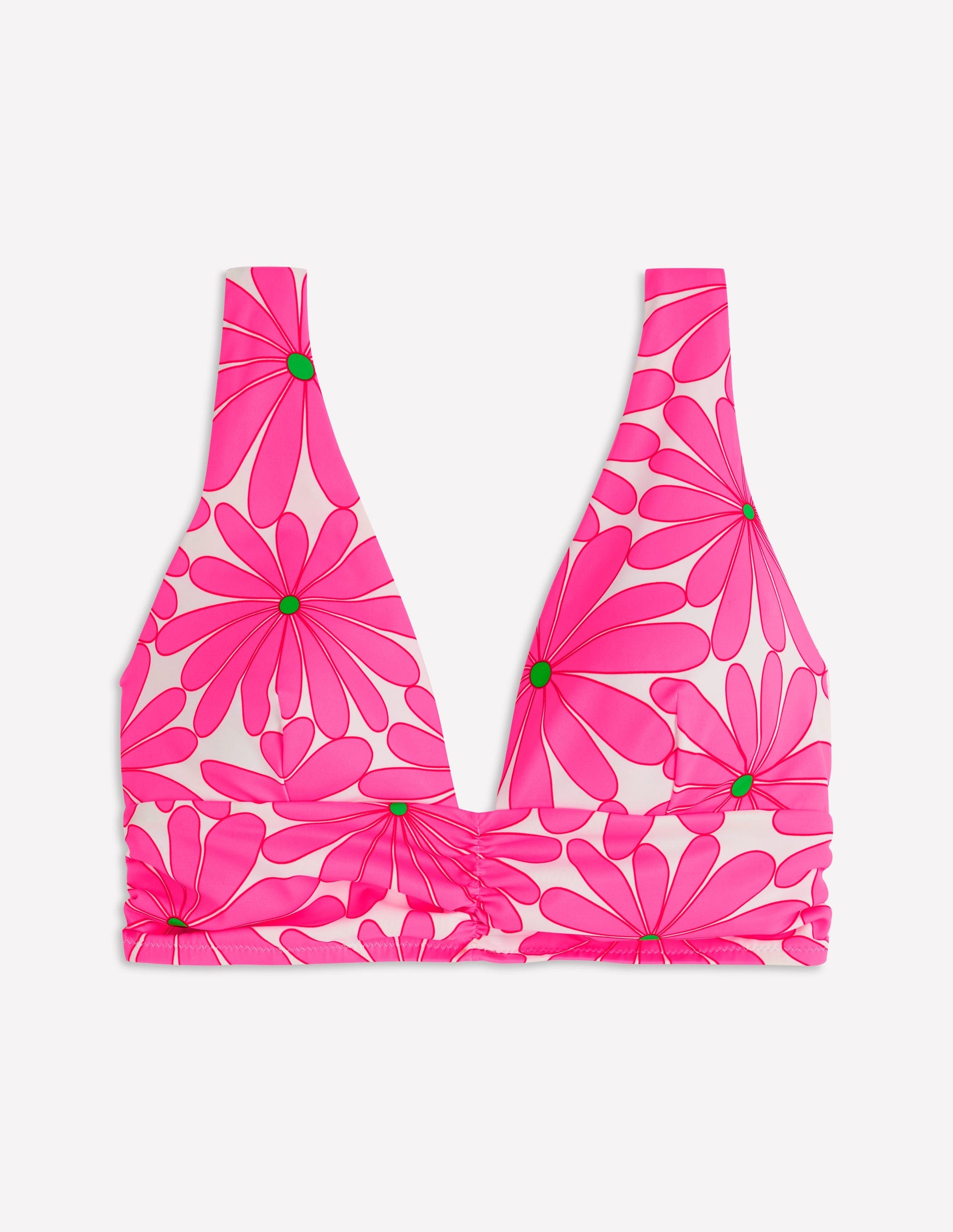 Mykonos Bikinioberteil mit tiefem V-Ausschnitt-Sangria Sonnenuntergang, Gänseblümchenblüte-6