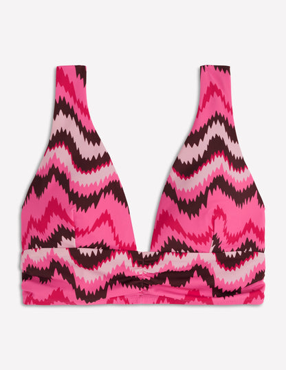 Mykonos Deep V Bikini Top-Pink, Zig zag wave-7