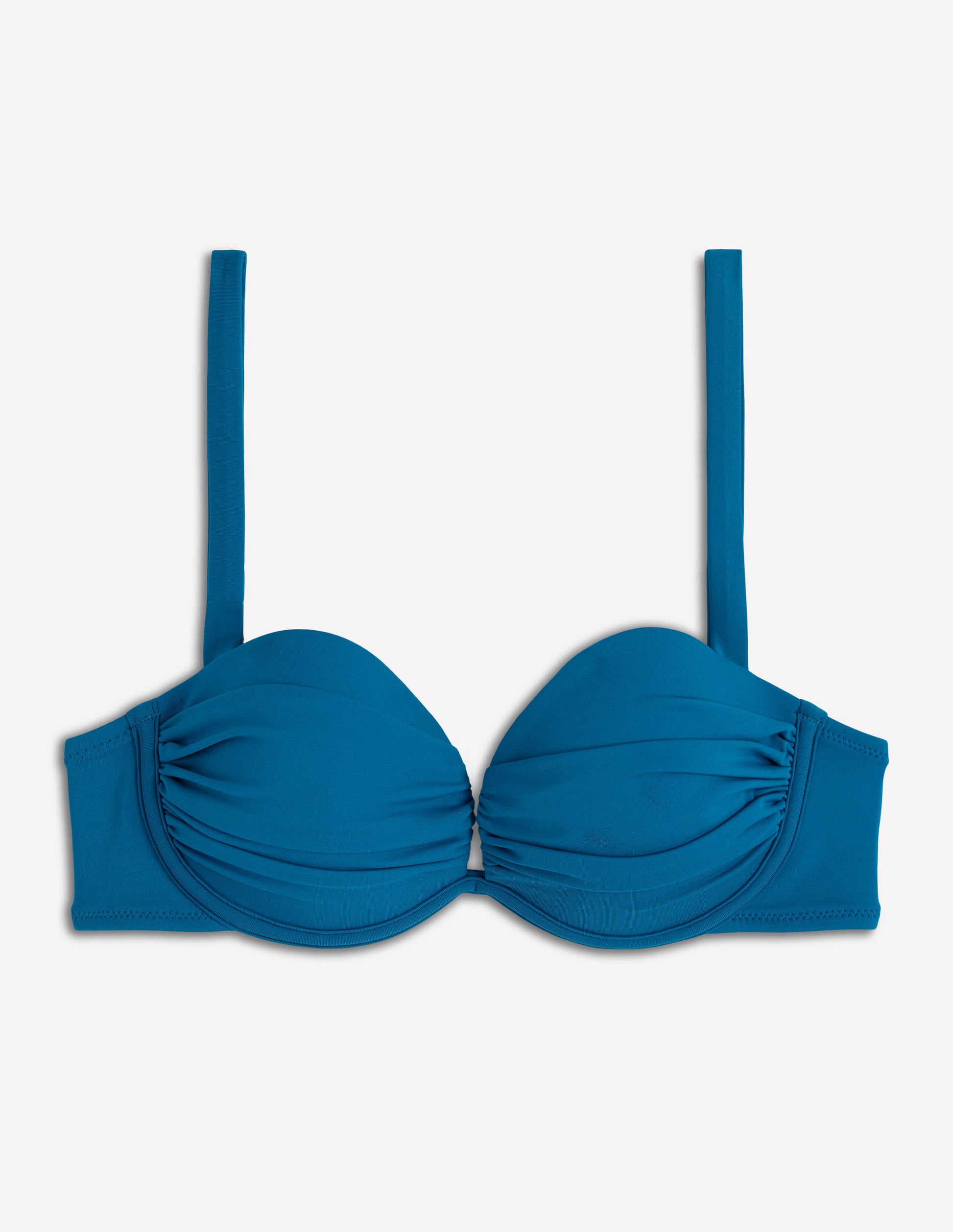 Bikini-Oberteil mit plissierten Körbchen-Meerblau, Diamantmuster-6