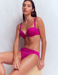 Bas de bikini intemporel à fronces-Fuschia vif
