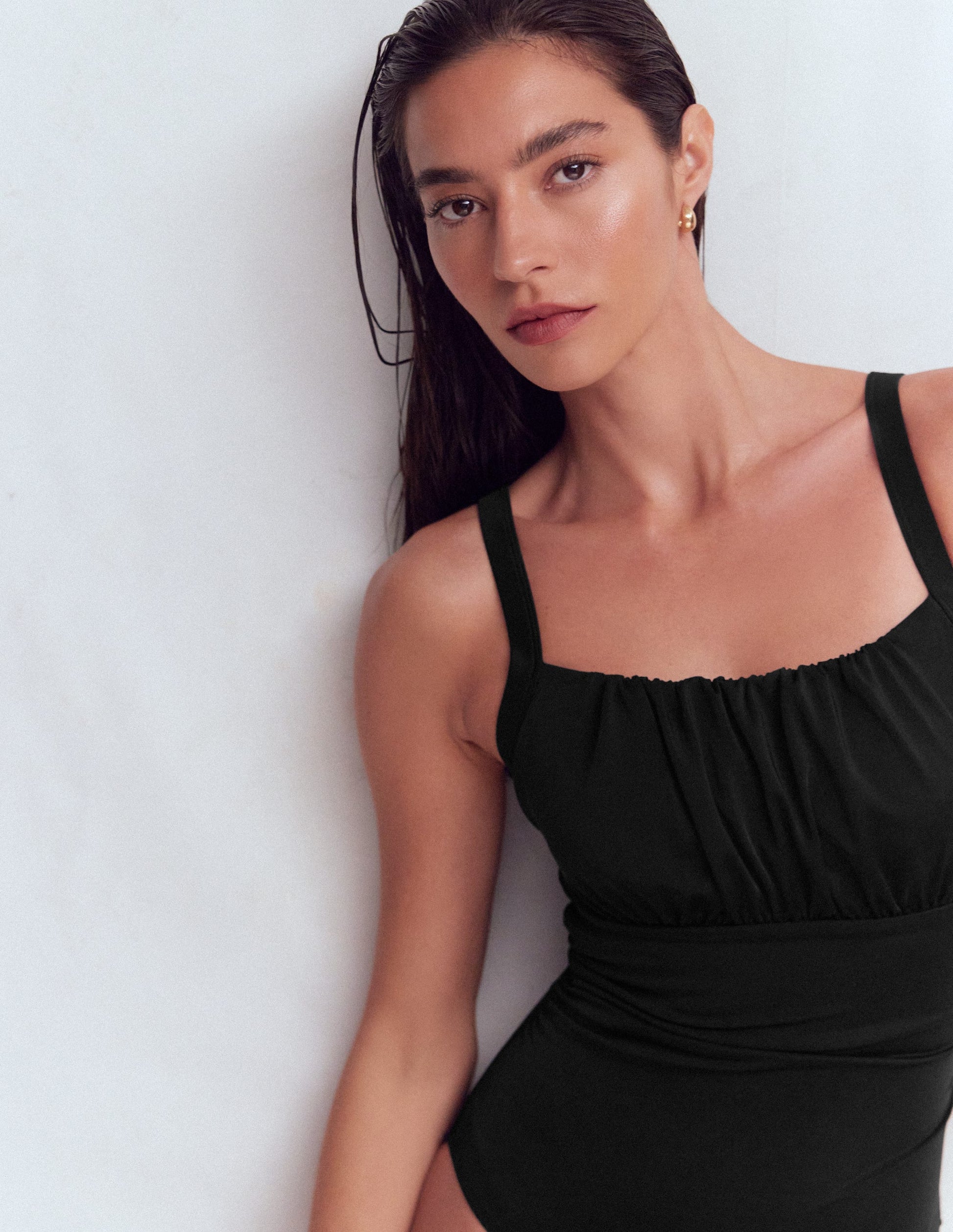 Skiathos Badeanzug mit gerafftem Einsatz-Schwarz-2